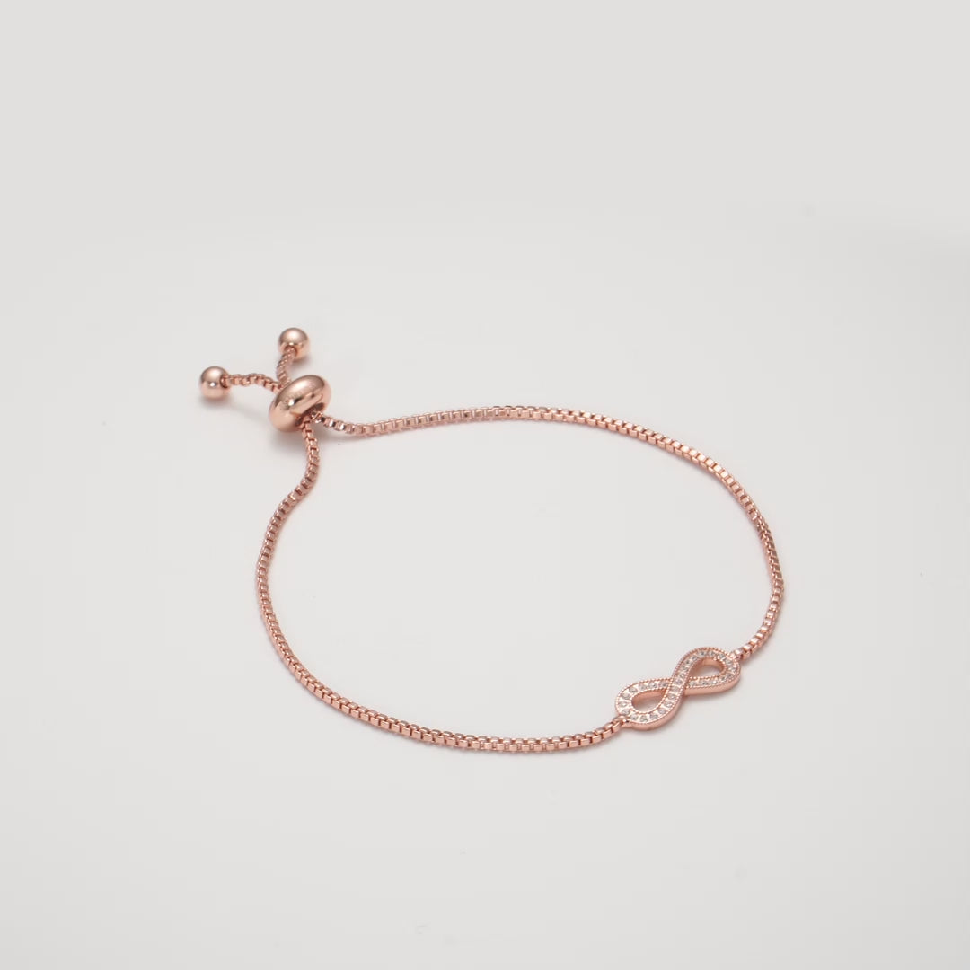 Rose Gold Plated Infinity Friendship Bracelet Created with Zircondia® Crystals Video