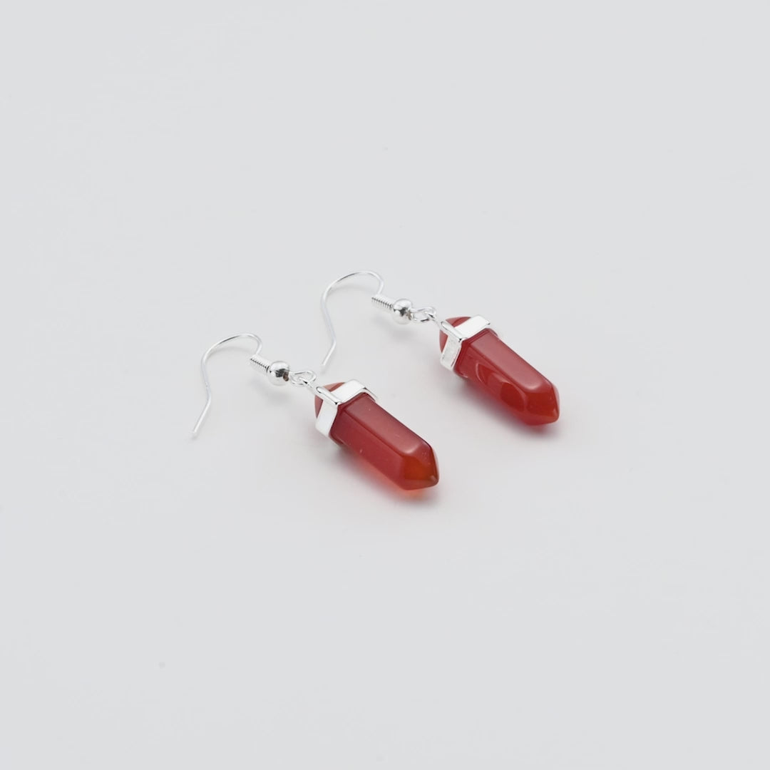 Carnelian Gemstone Drop Earrings with Quote Card Video
