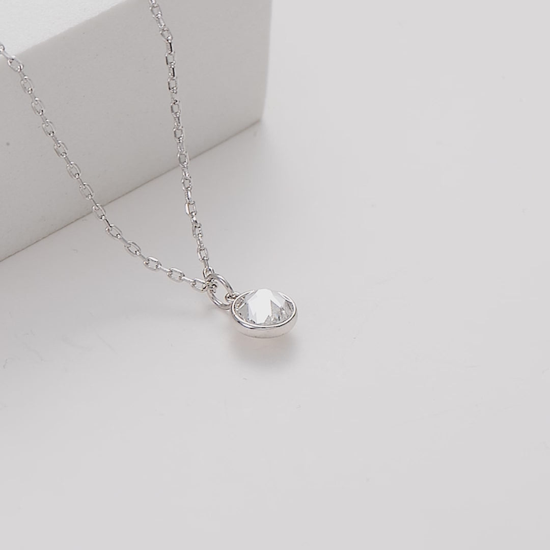 April (Diamond) Birthstone Necklace Created with Zircondia® Crystals Video