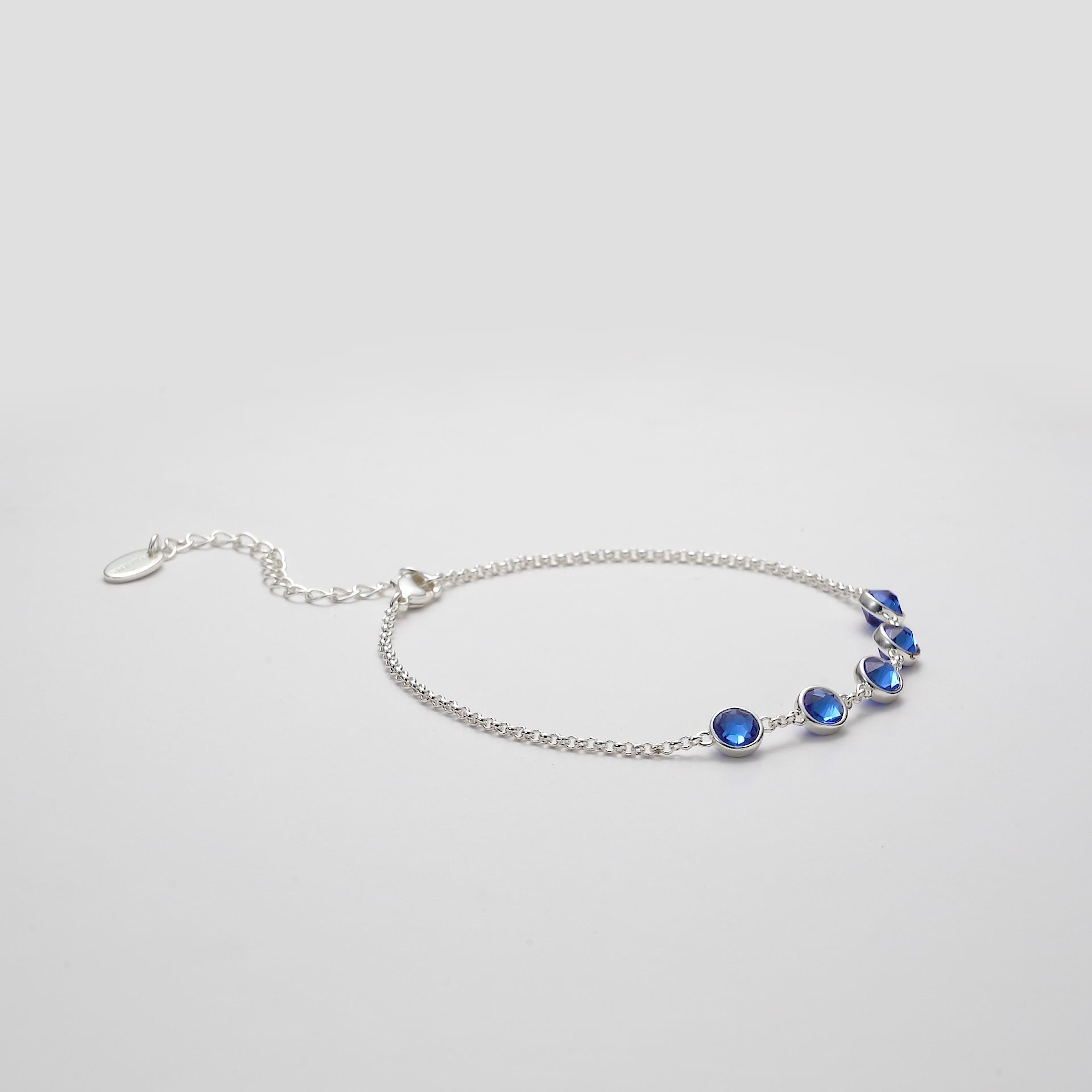 Dark Blue Crystal Chain Bracelet Created with Zircondia® Crystals Video