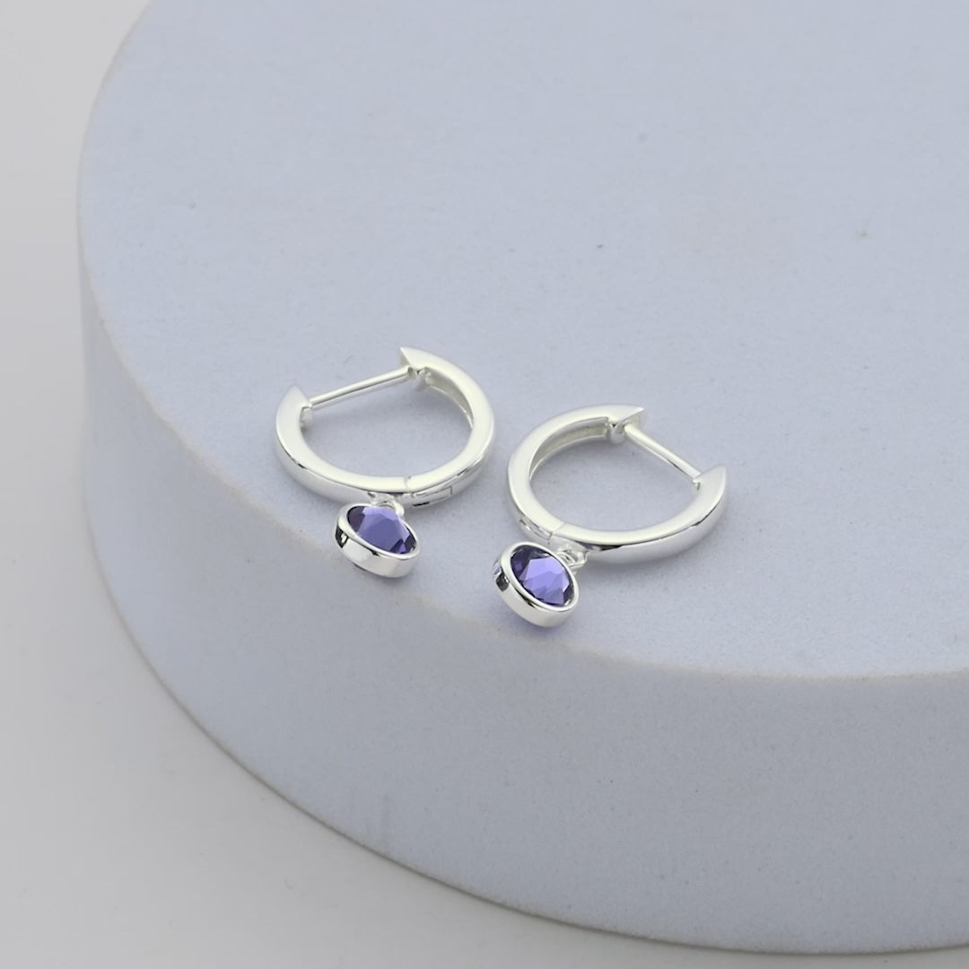 Light Purple Crystal Hoop Earrings Created with Zircondia® Crystals Video
