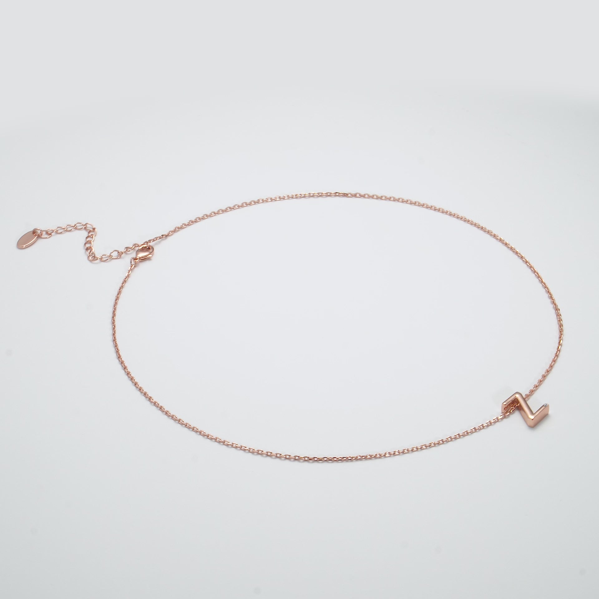 Rose Gold Plated Initial Necklace Letter Z Created with Zircondia® Crystals
