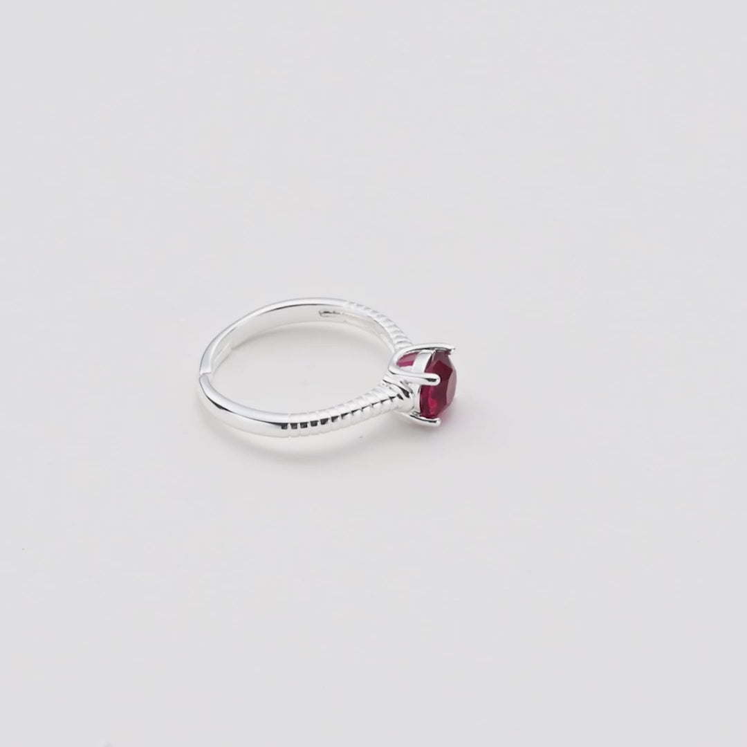 Red Adjustable Crystal Ring Created with Zircondia® Crystals Video