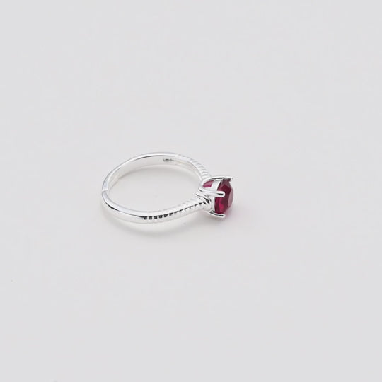 Red Adjustable Crystal Ring Created with Zircondia® Crystals Video