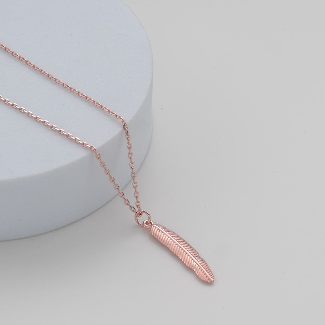 Rose Gold Plated Feather Necklace Video