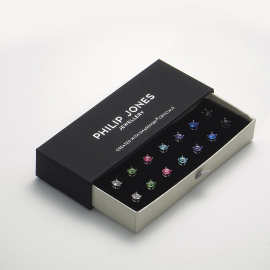 Seven Pack of Solitaire Earrings Created with Zircondia® Crystals Video