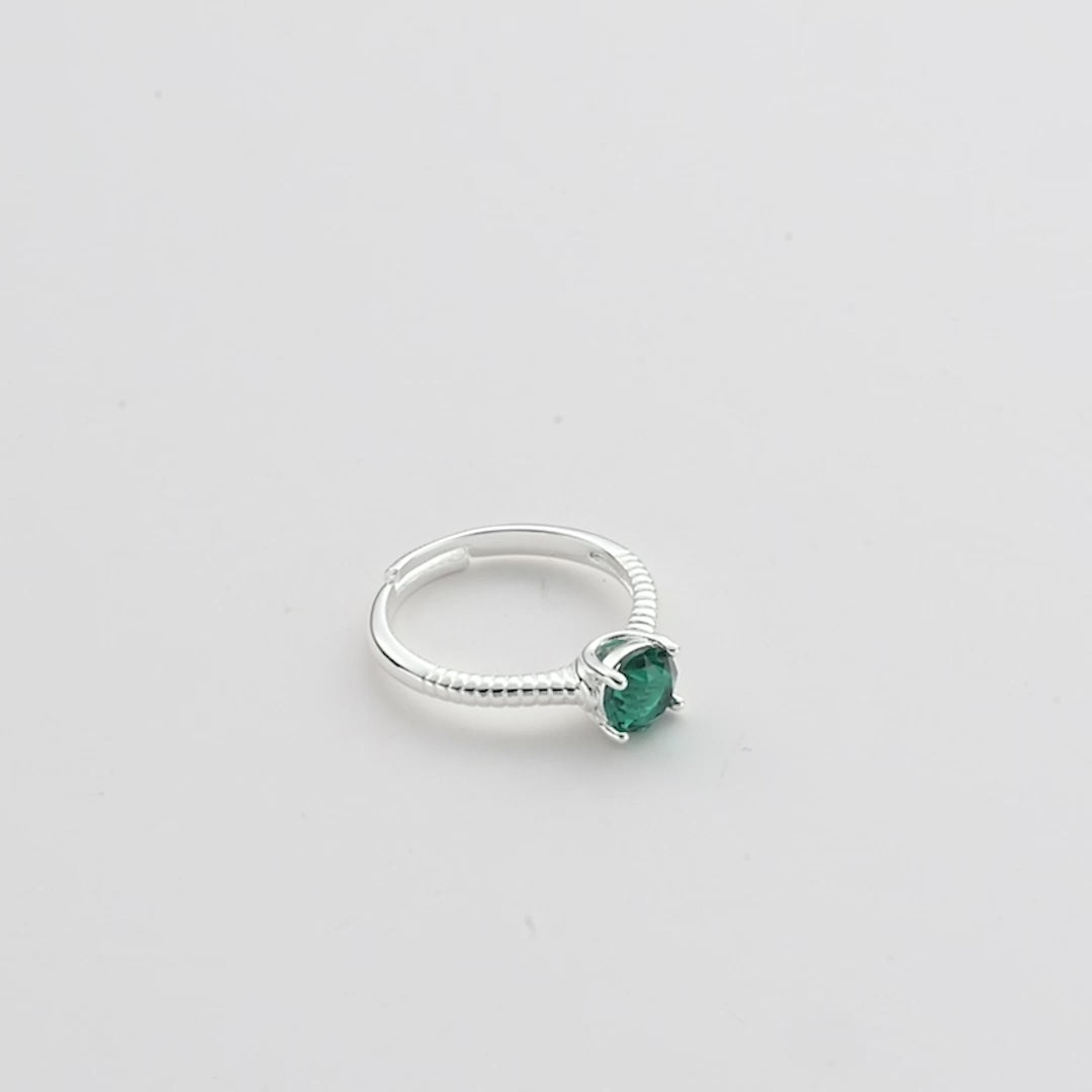 May (Emerald) Adjustable Birthstone Ring Created with Zircondia® Crystals Video