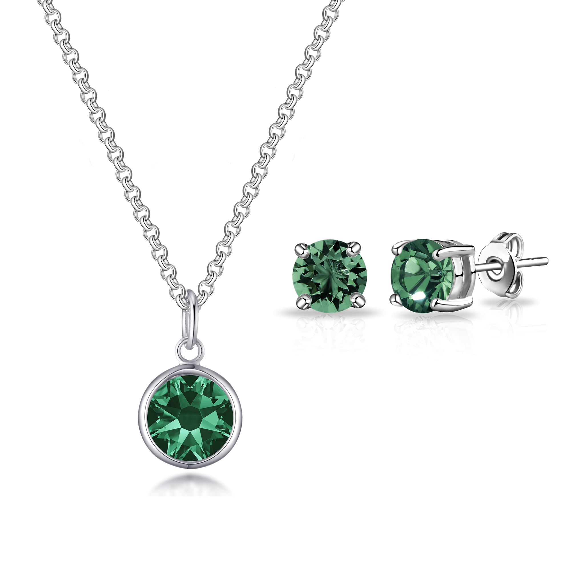 May (Emerald) Birthstone Necklace & Earrings Set Created with Zircondia® Crystals