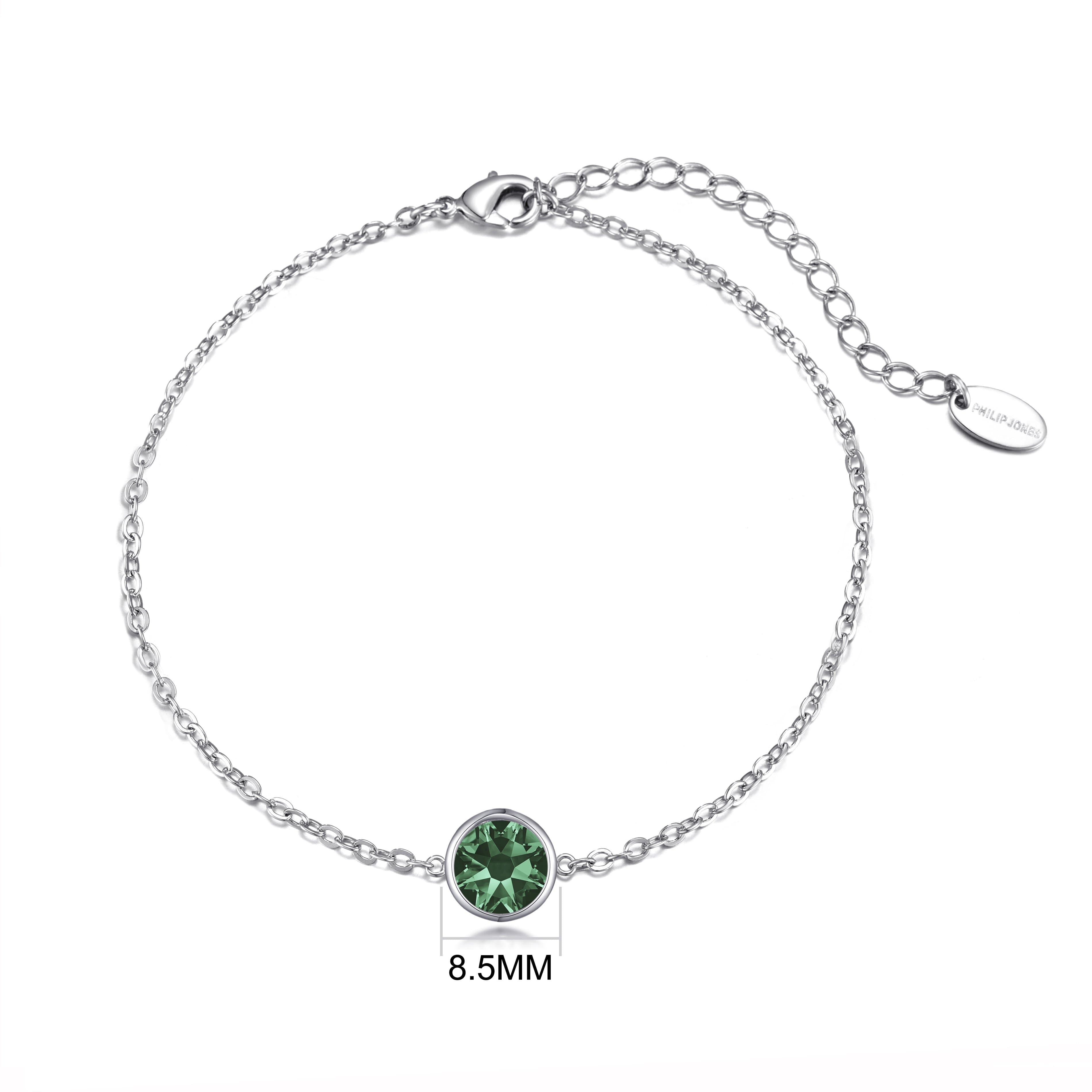 May (Emerald) Birthstone Anklet Created with Zircondia® Crystals