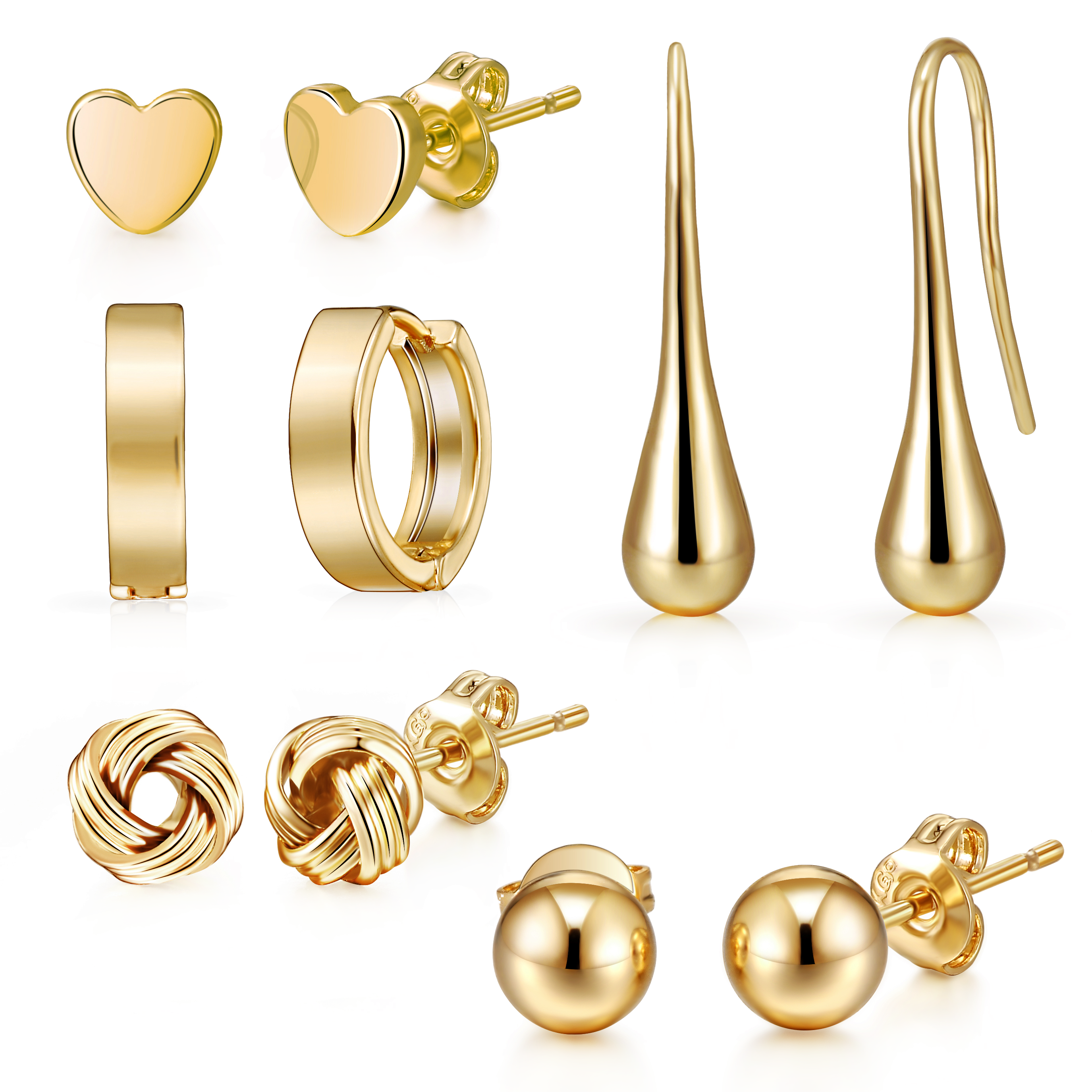 5 Pairs of Gold Plated Earrings