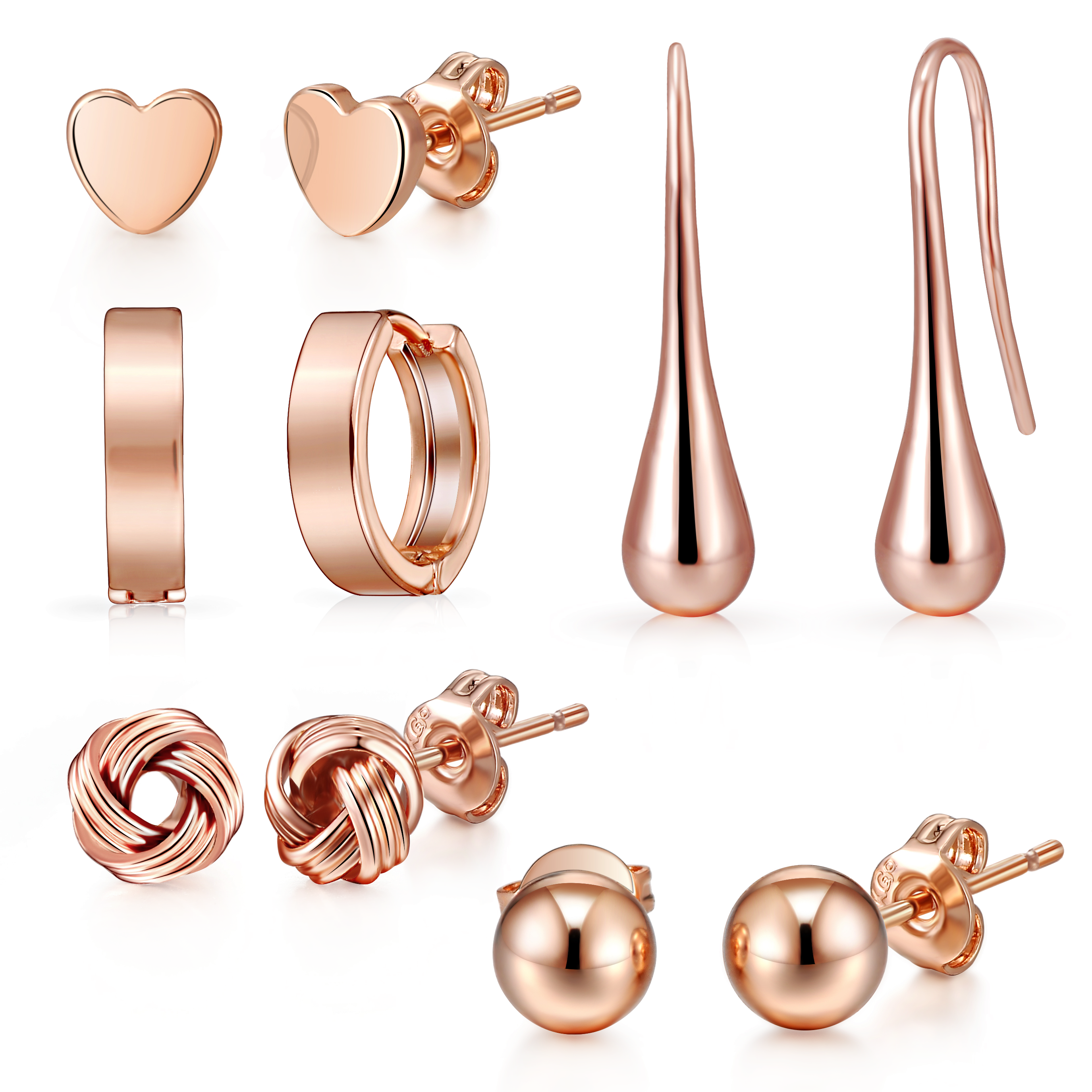 5 Pairs of Rose Gold Plated Earrings