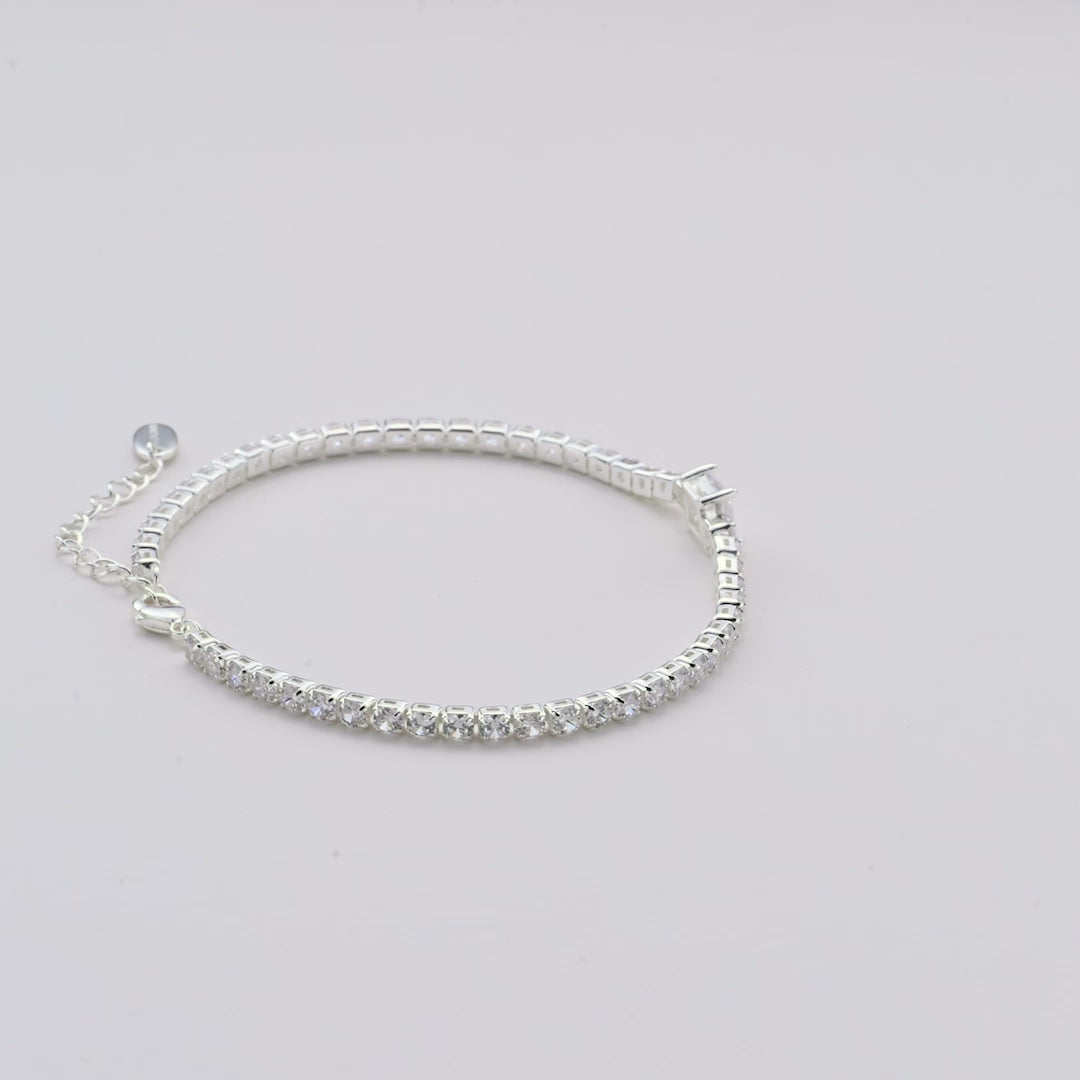 Square Solitaire Tennis Bracelet Created with Zircondia® Crystals
