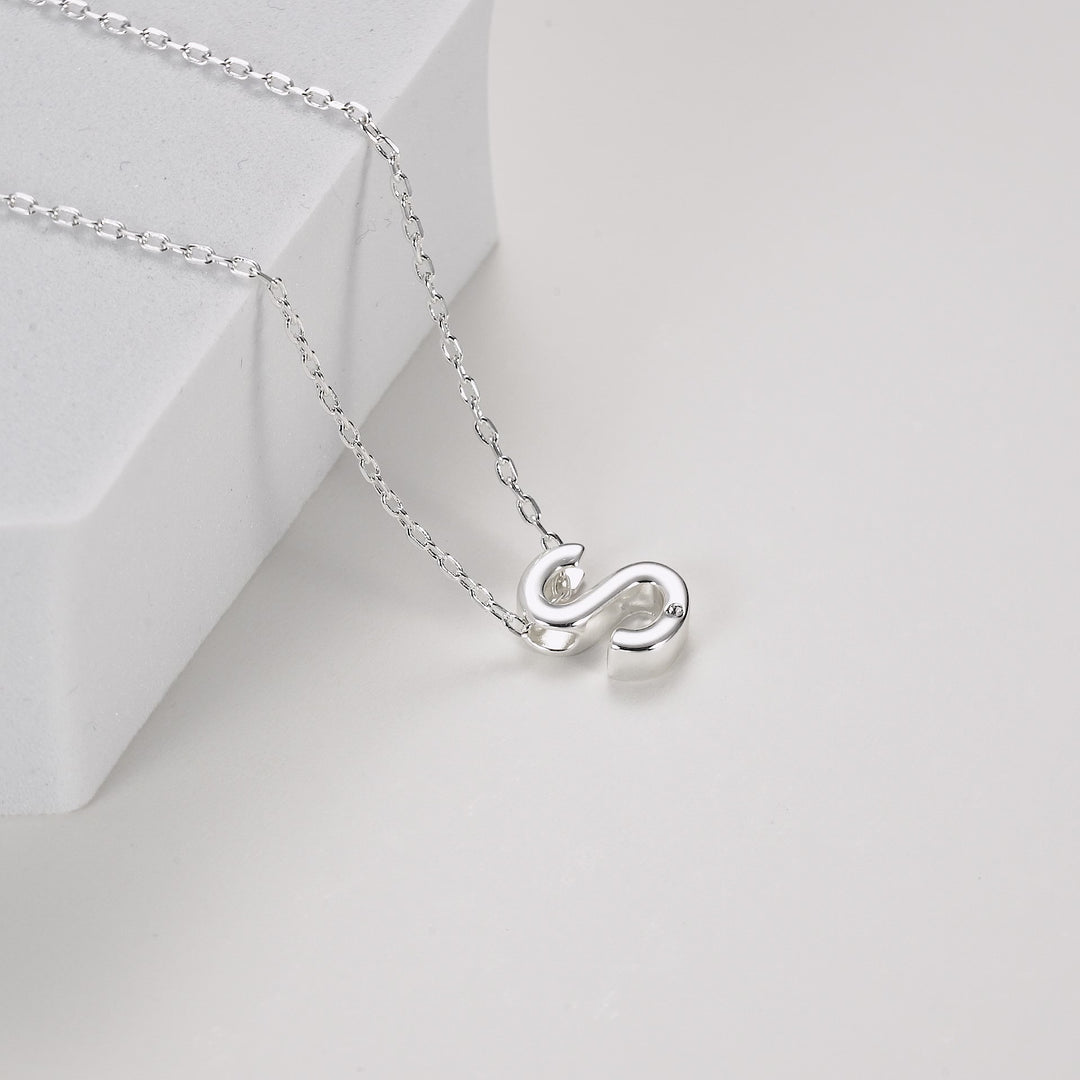 Initial Necklace Letter S Created with Zircondia® Crystals Video