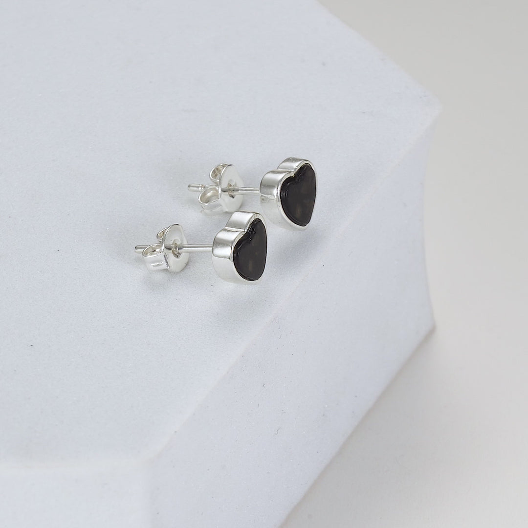 Black Onyx Heart Stud Earrings Video