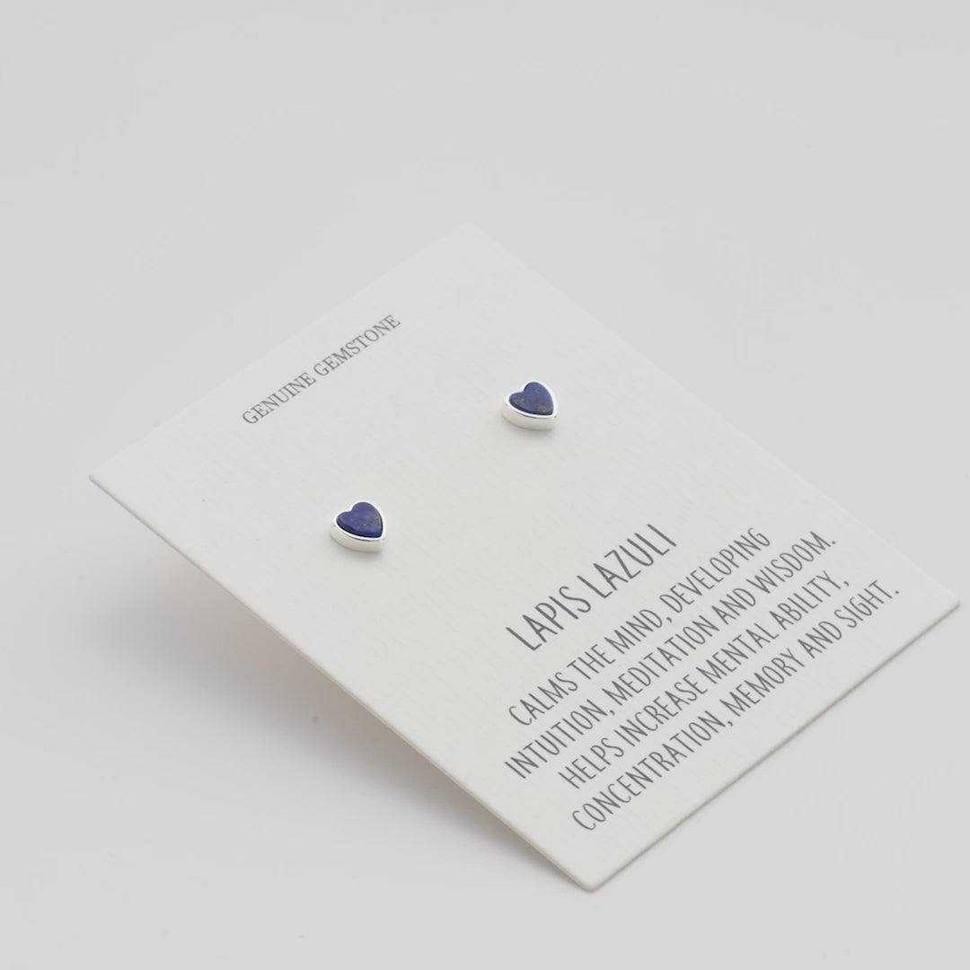 Lapis Heart Stud Earrings with Quote Card Video