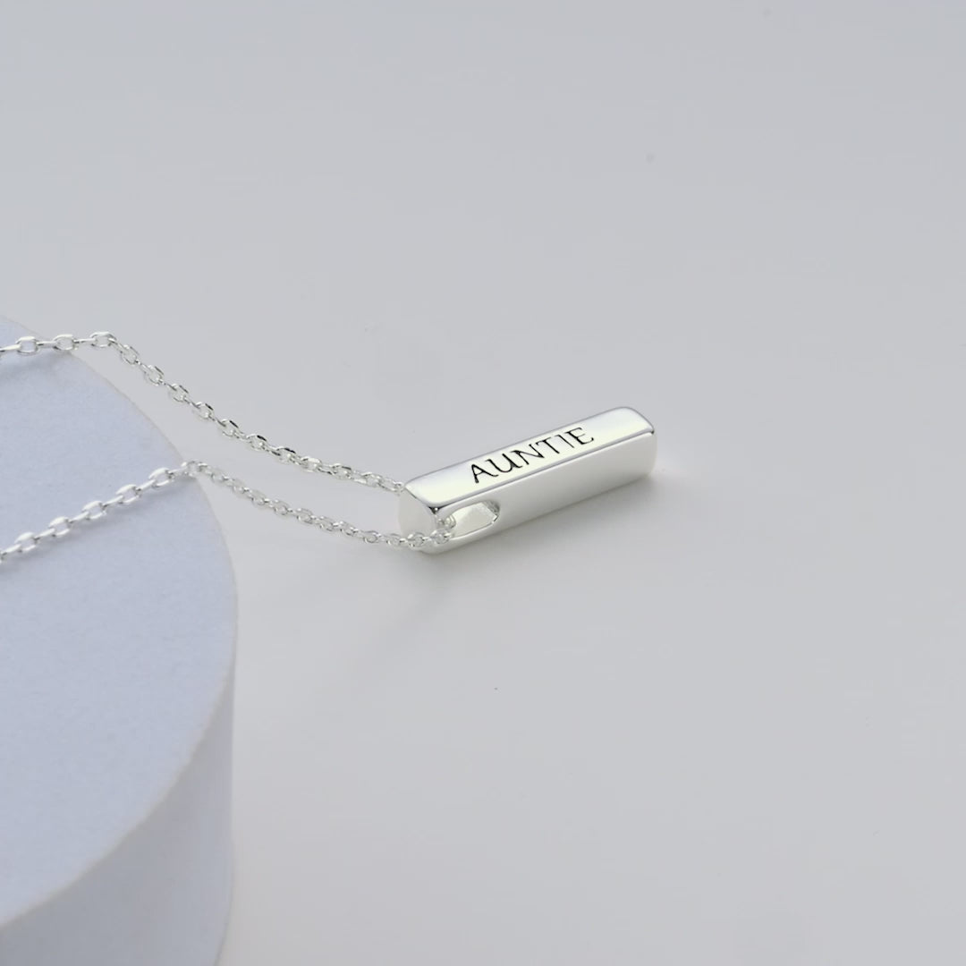 Silver Plated Auntie Bar Necklace Video