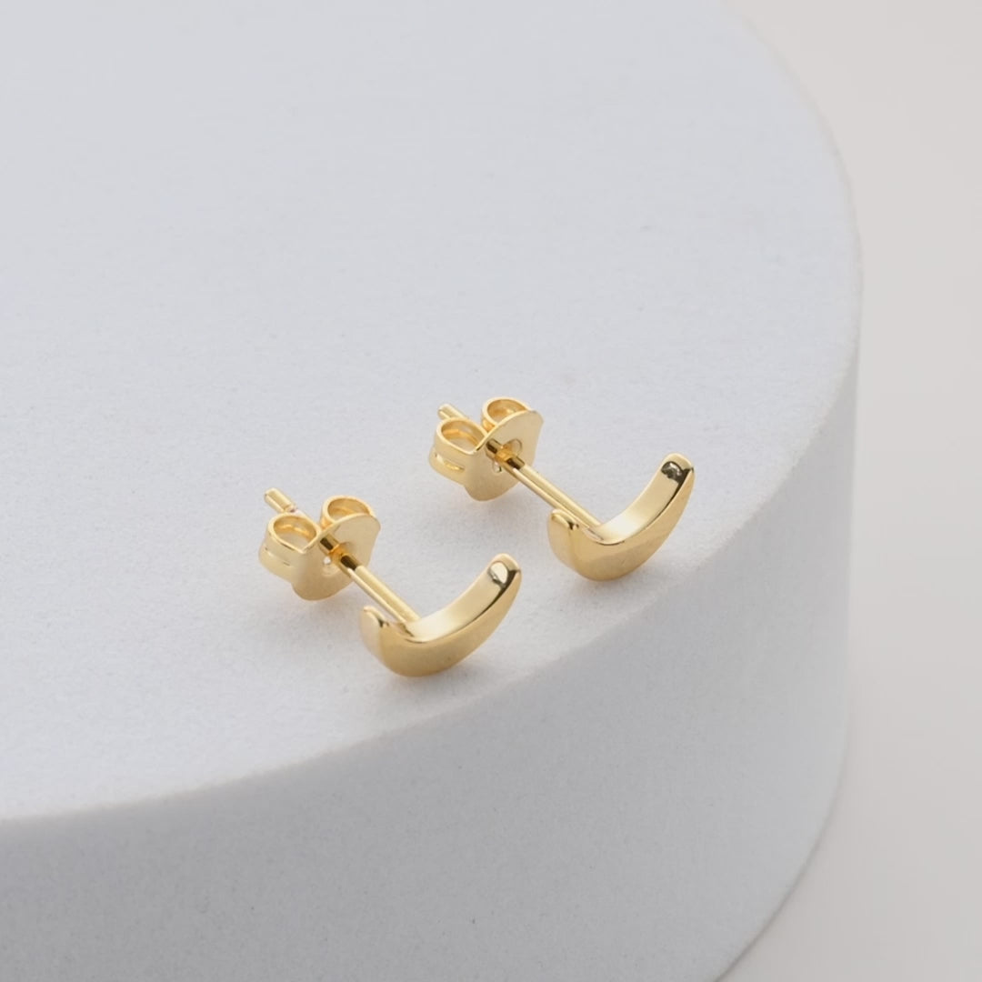 Gold Plated Moon Stud Earrings