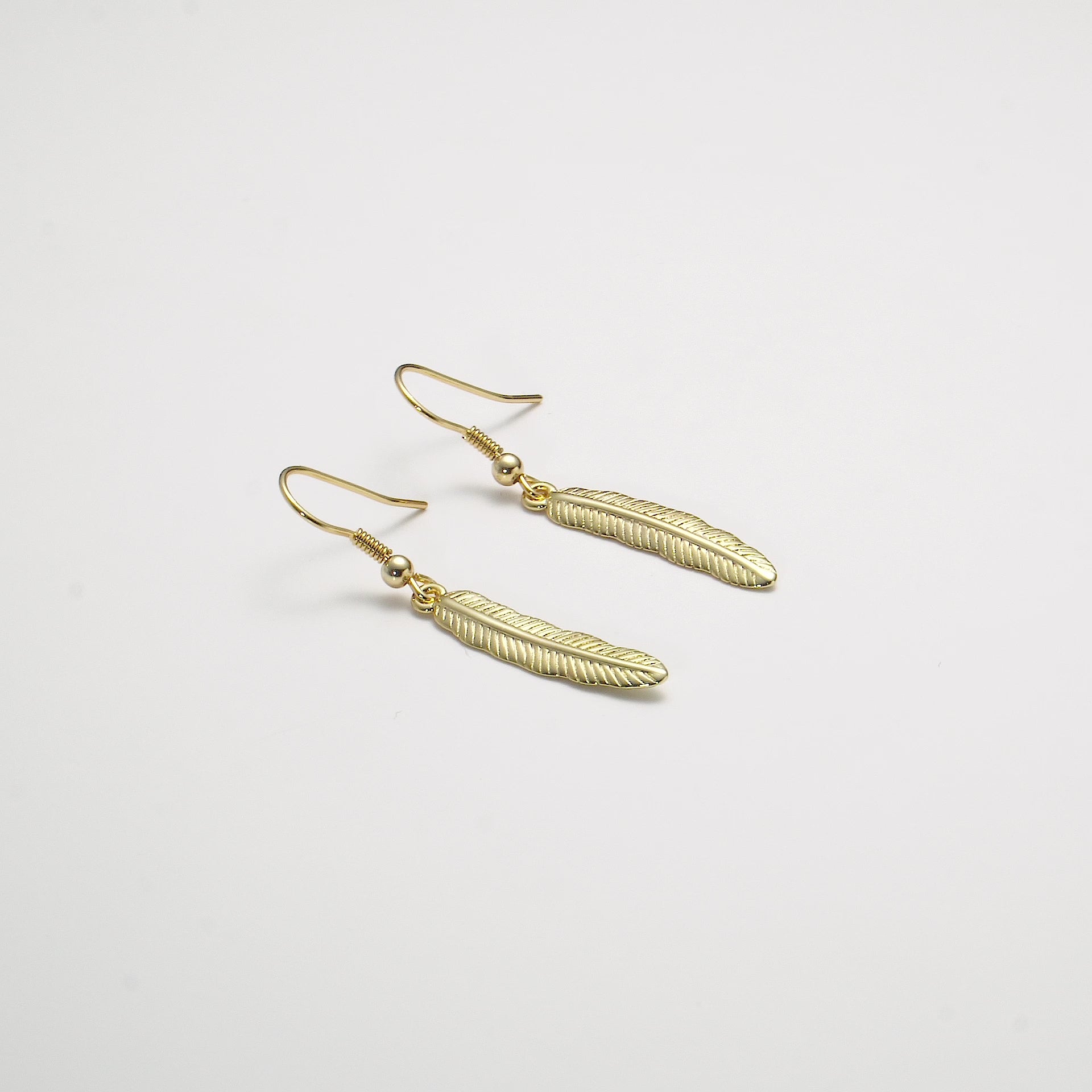 Gold Plated Feather Earrings Video