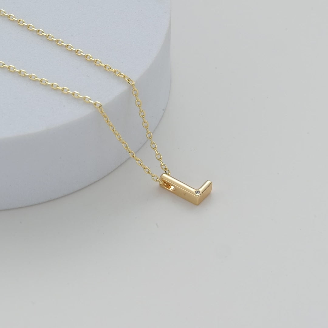 Gold Plated Initial Necklace Letter L Created with Zircondia® Crystals Video