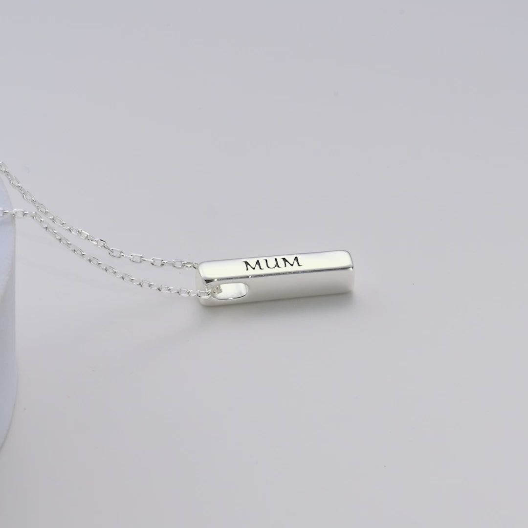 Silver Plated Mum Bar Necklace Video