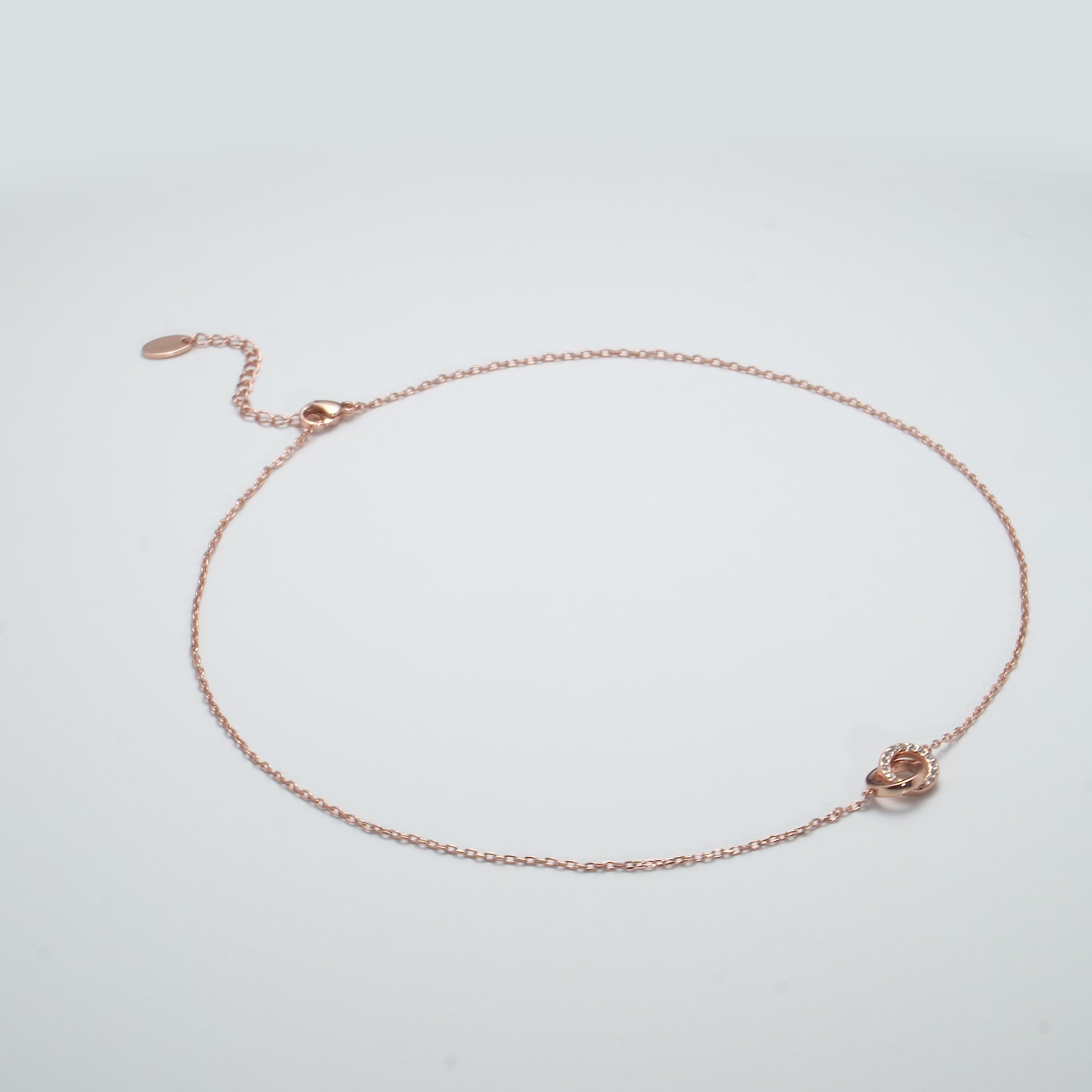 Rose Gold Plated Circle Link Necklace Created with Zircondia® Crystals