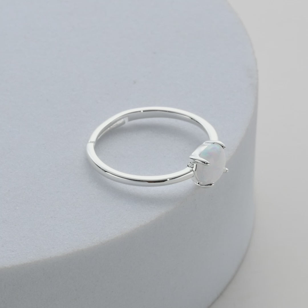 Synthetic White Opal Ring Video