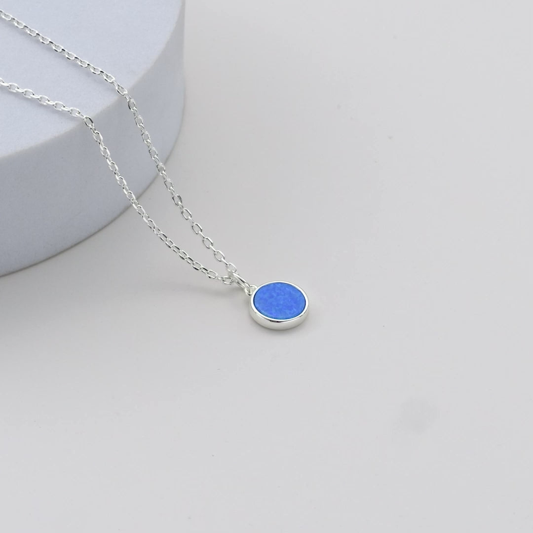 Silver Plated Synthetic Blue Opal Necklace Video