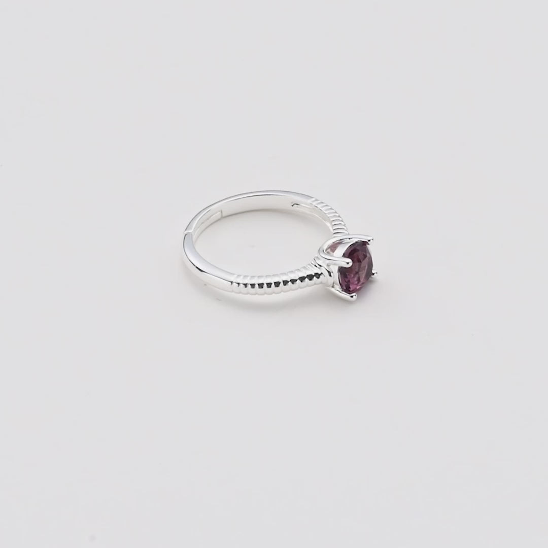 Purple Adjustable Crystal Ring Created with Zircondia® Crystals Video