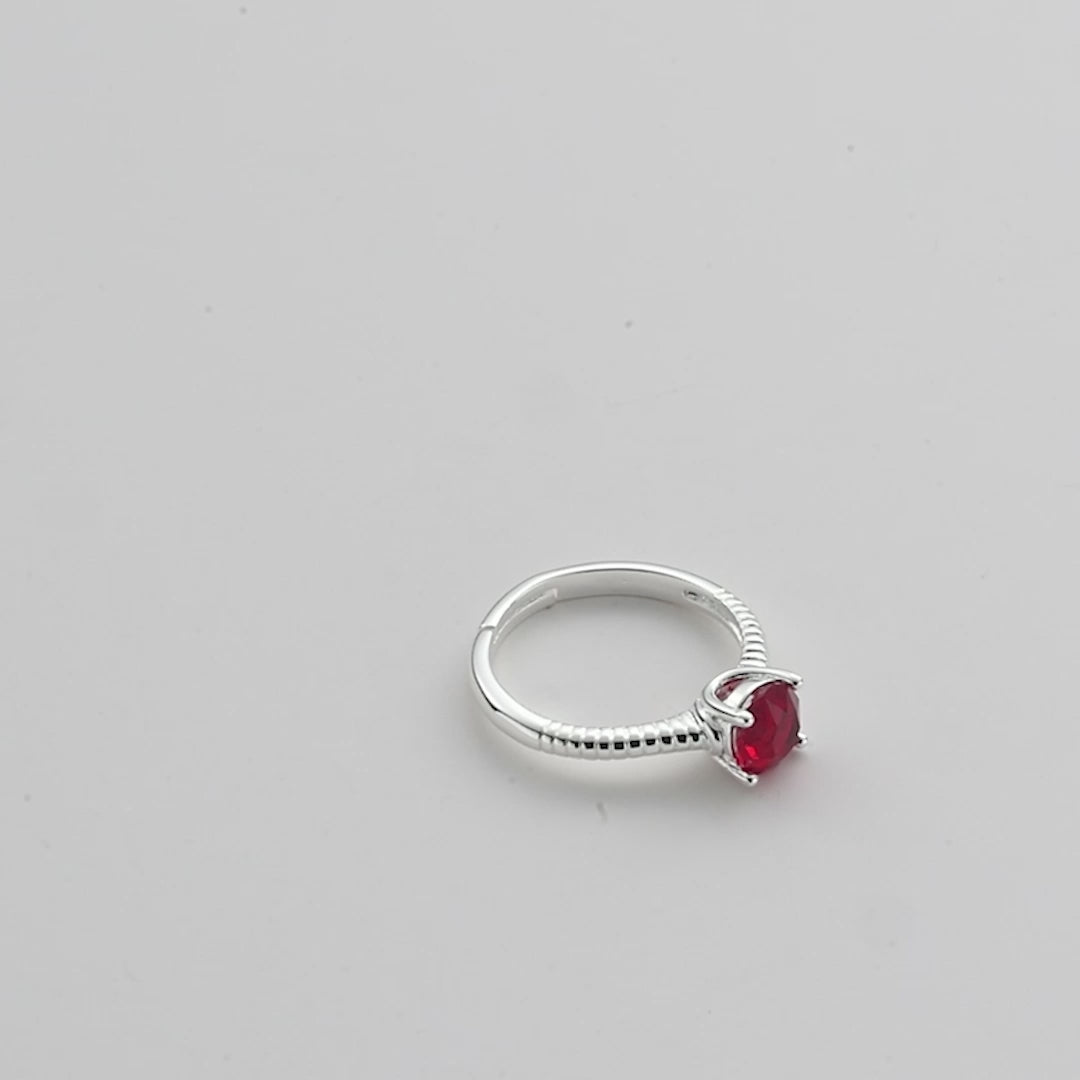 January (Garnet) Adjustable Birthstone Ring Created with Zircondia® Crystals Video