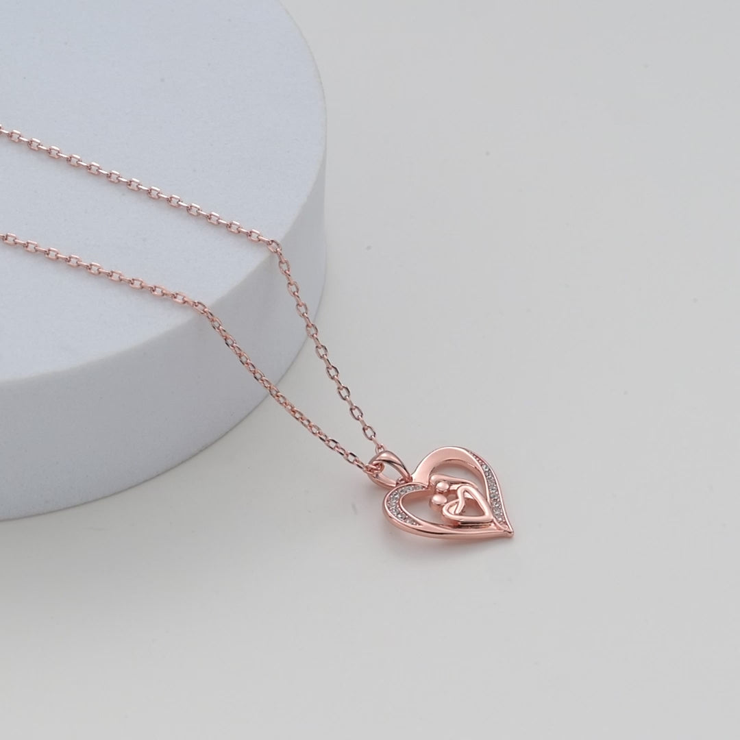 Rose Gold Plated Mother And Child Necklace Created with Zircondia® Crystals Video