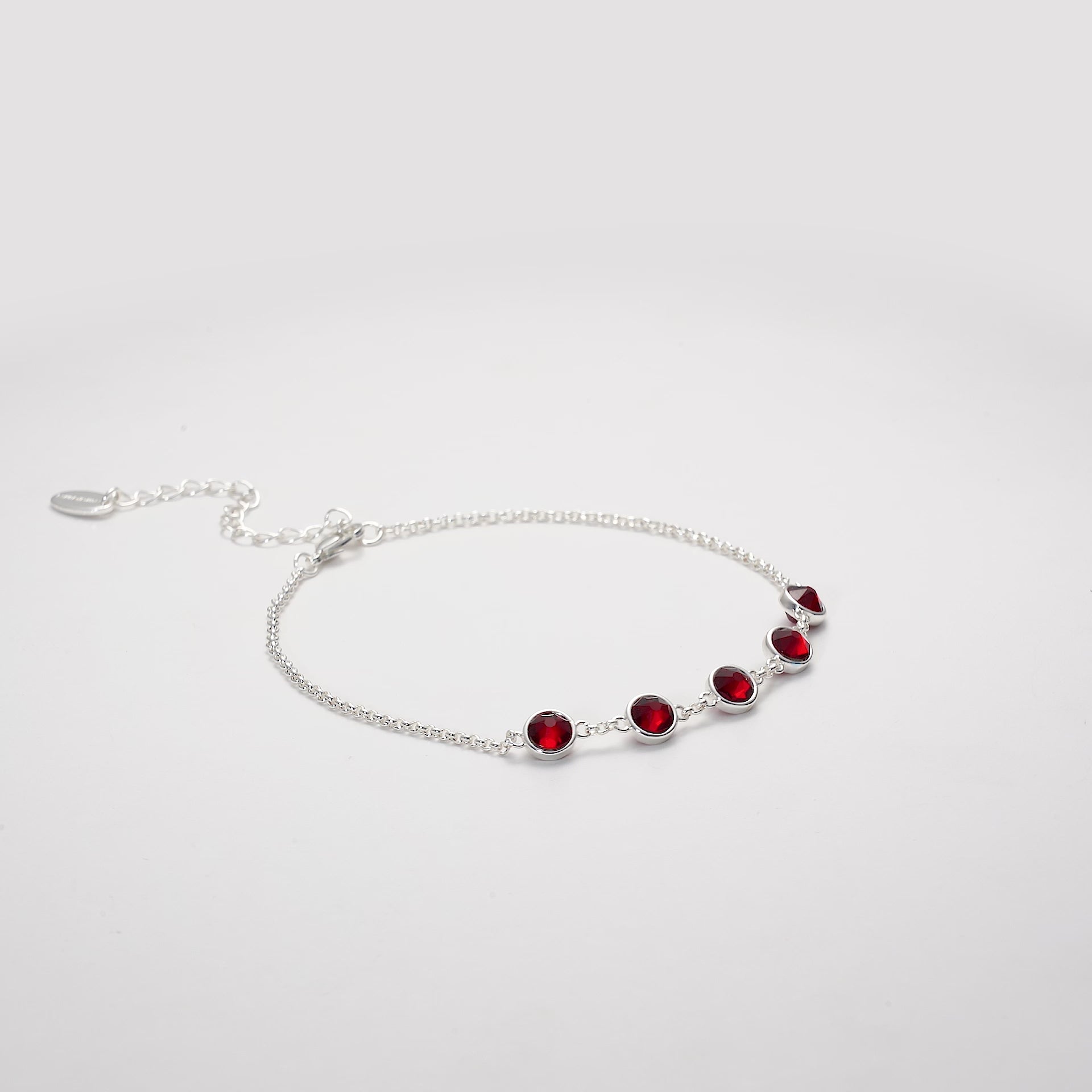 Dark Red Crystal Chain Bracelet Created with Zircondia® Crystals Video