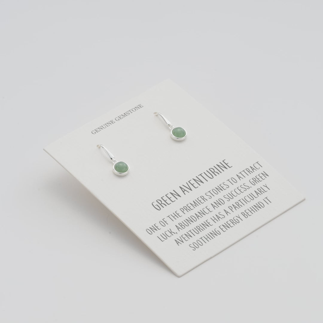 Green Aventurine Drop Earrings with Quote Card Video