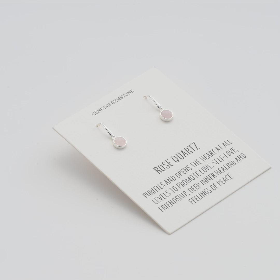 Rose Quartz Drop Earrings with Quote Card Video