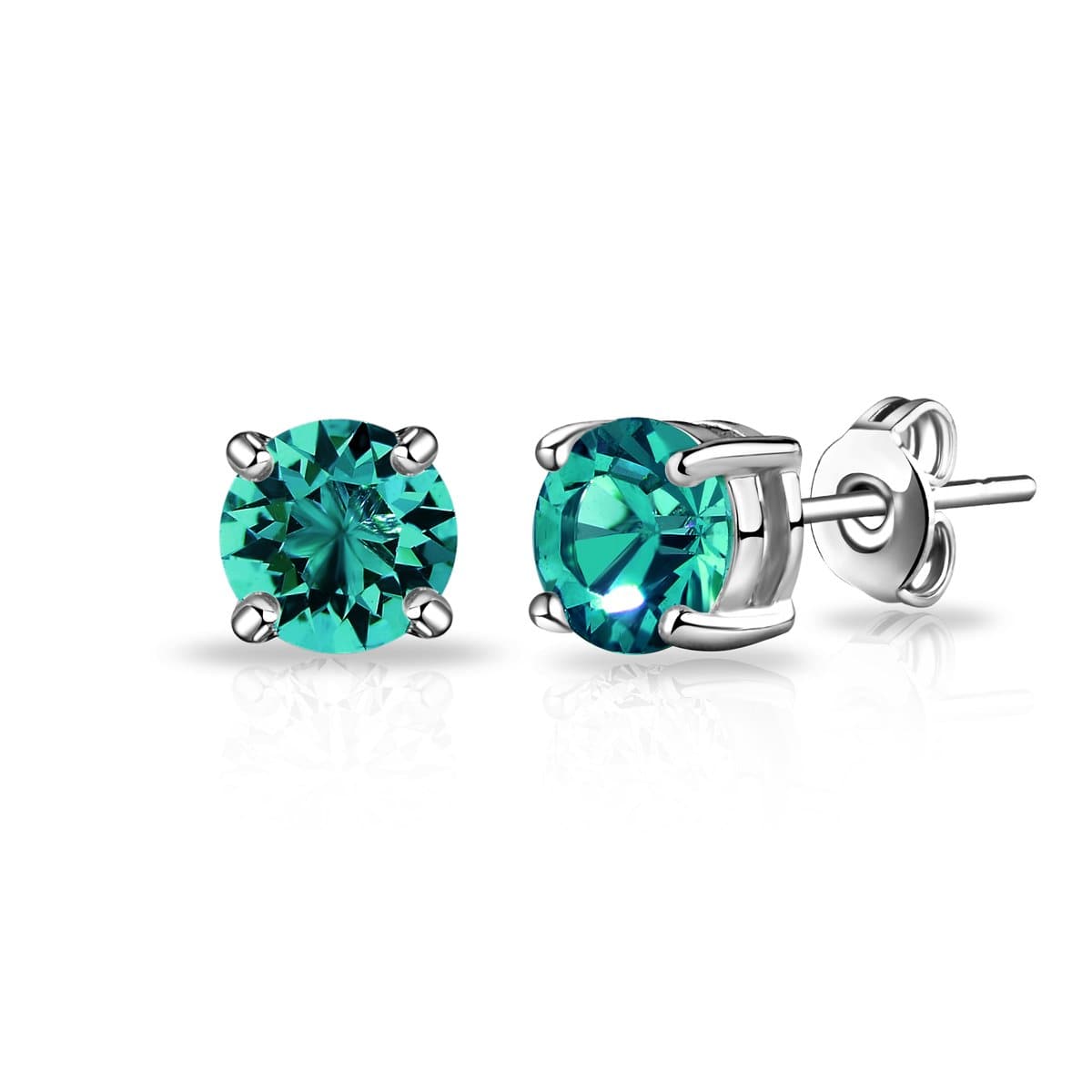 Green Stud Earrings Created with Zircondia® Crystals by Philip Jones Jewellery