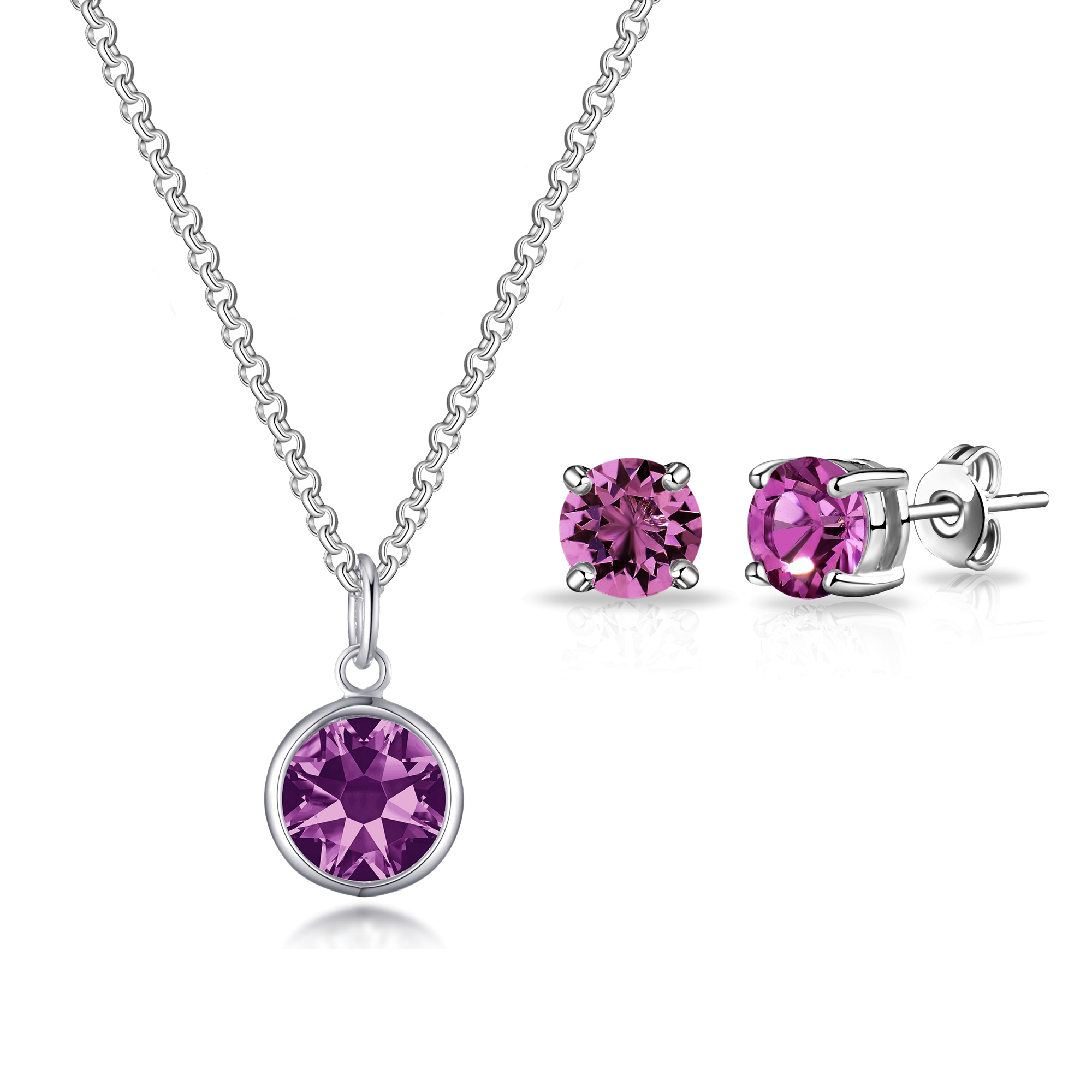 June (Alexandrite) Birthstone Necklace & Earrings Set Created with Zircondia® Crystals
