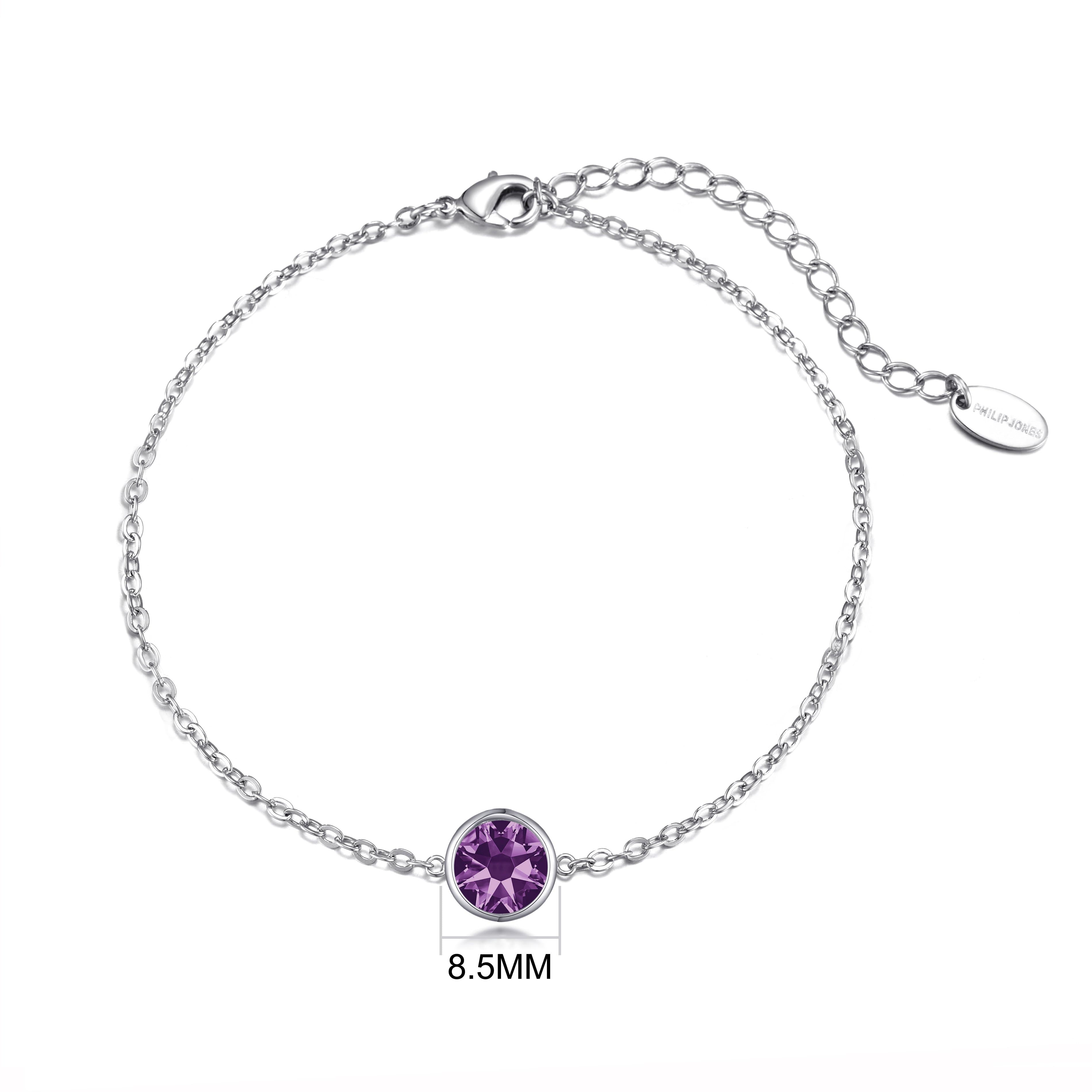 June (Alexandrite) Birthstone Anklet Created with Zircondia® Crystals