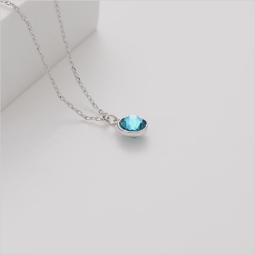 December (Blue Topaz) Birthstone Necklace Created with Zircondia® Crystals Video
