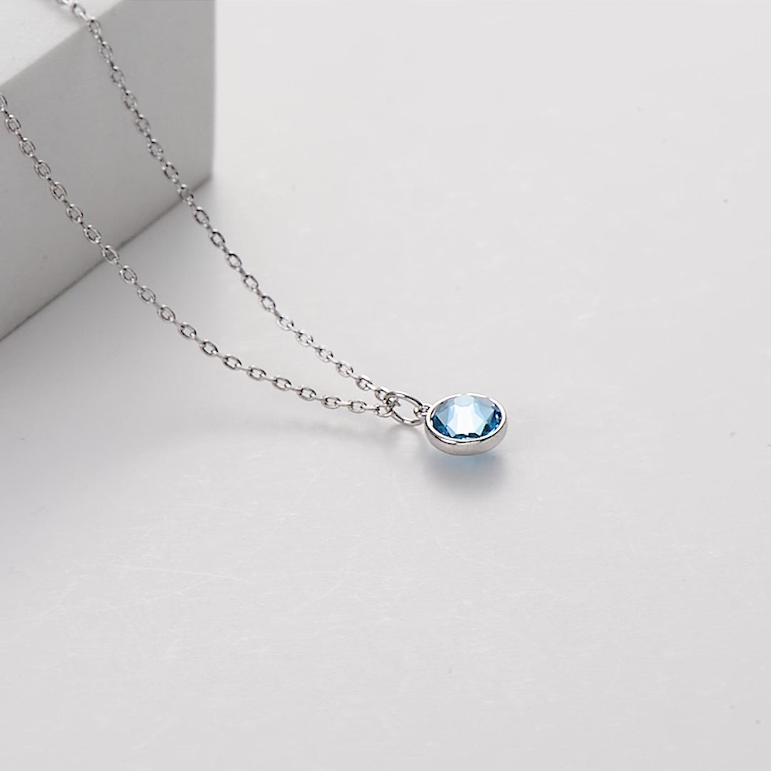 March (Aquamarine) Birthstone Necklace Created with Zircondia® Crystals Video
