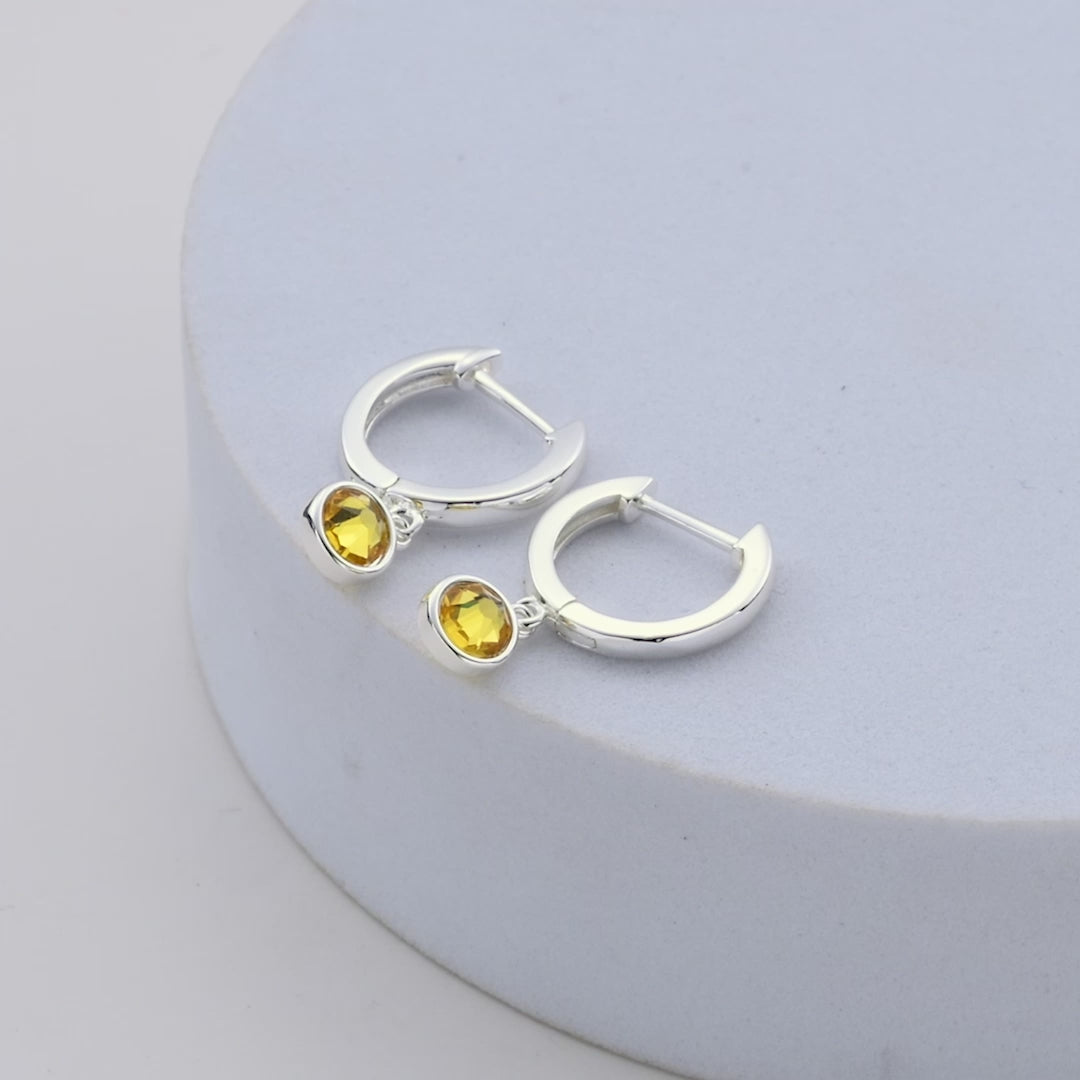 Yellow Crystal Hoop Earrings Created with Zircondia® Crystals Video