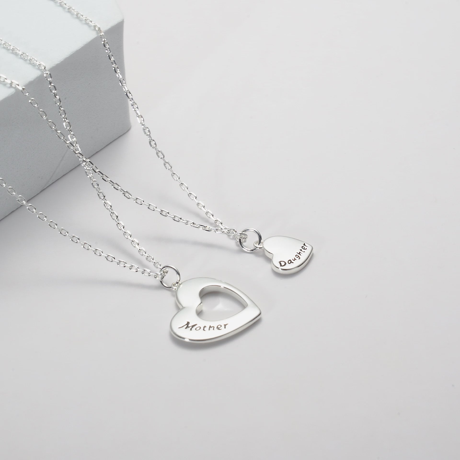 Silver Plated Mother and Daughter Necklace Set Video