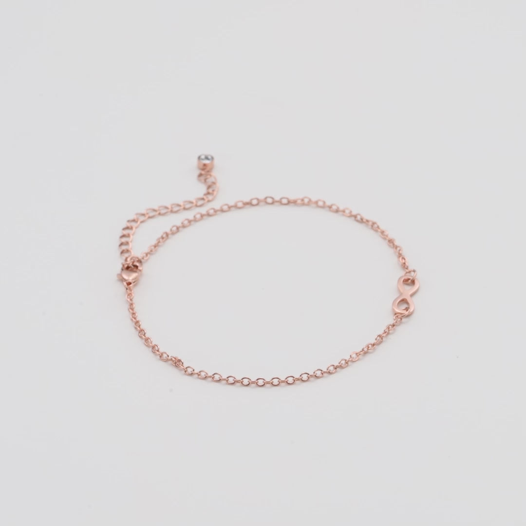 Rose Gold Plated Infinity Anklet Created with Zircondia® Crystals Video