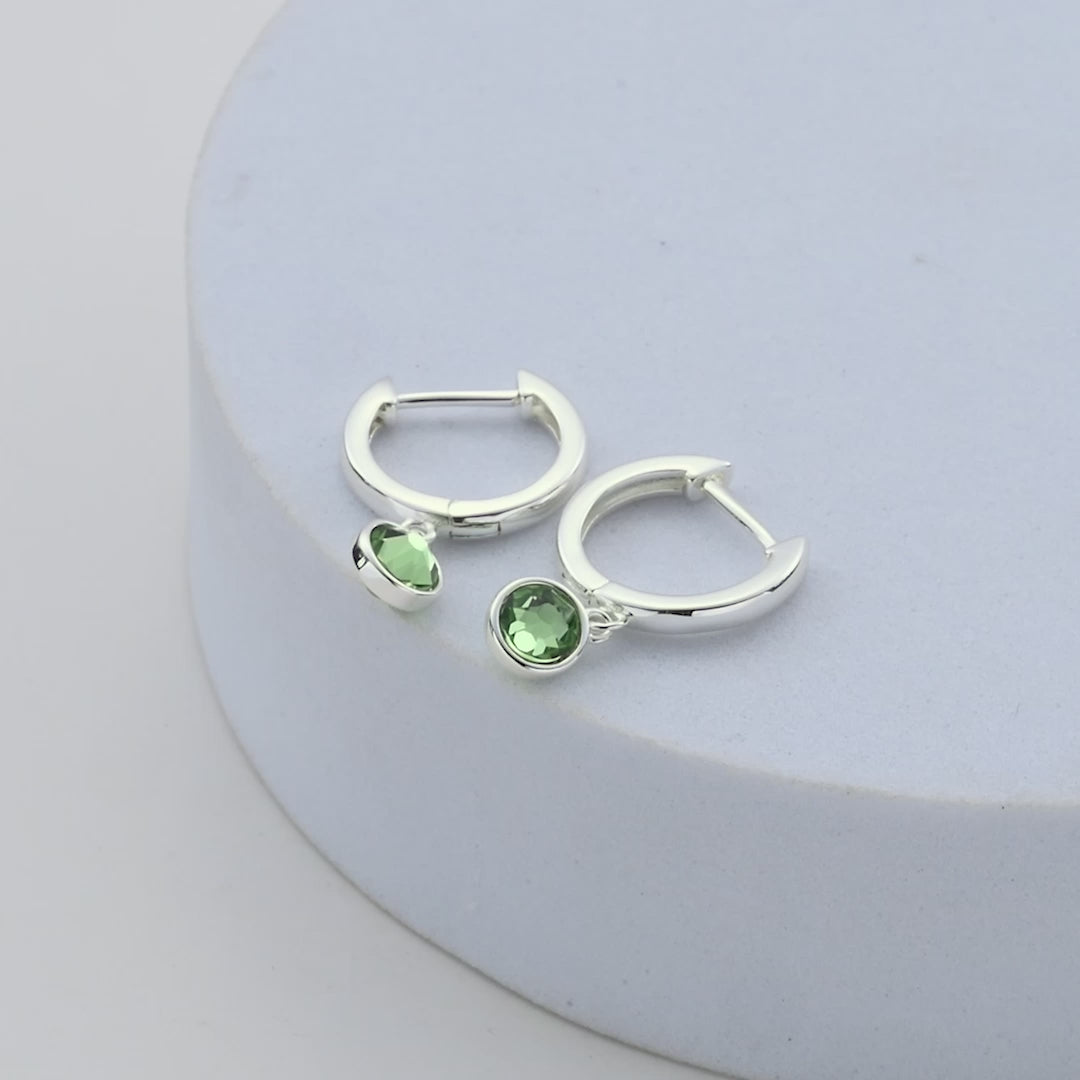 Light Green Crystal Hoop Earrings Created with Zircondia® Crystals Video