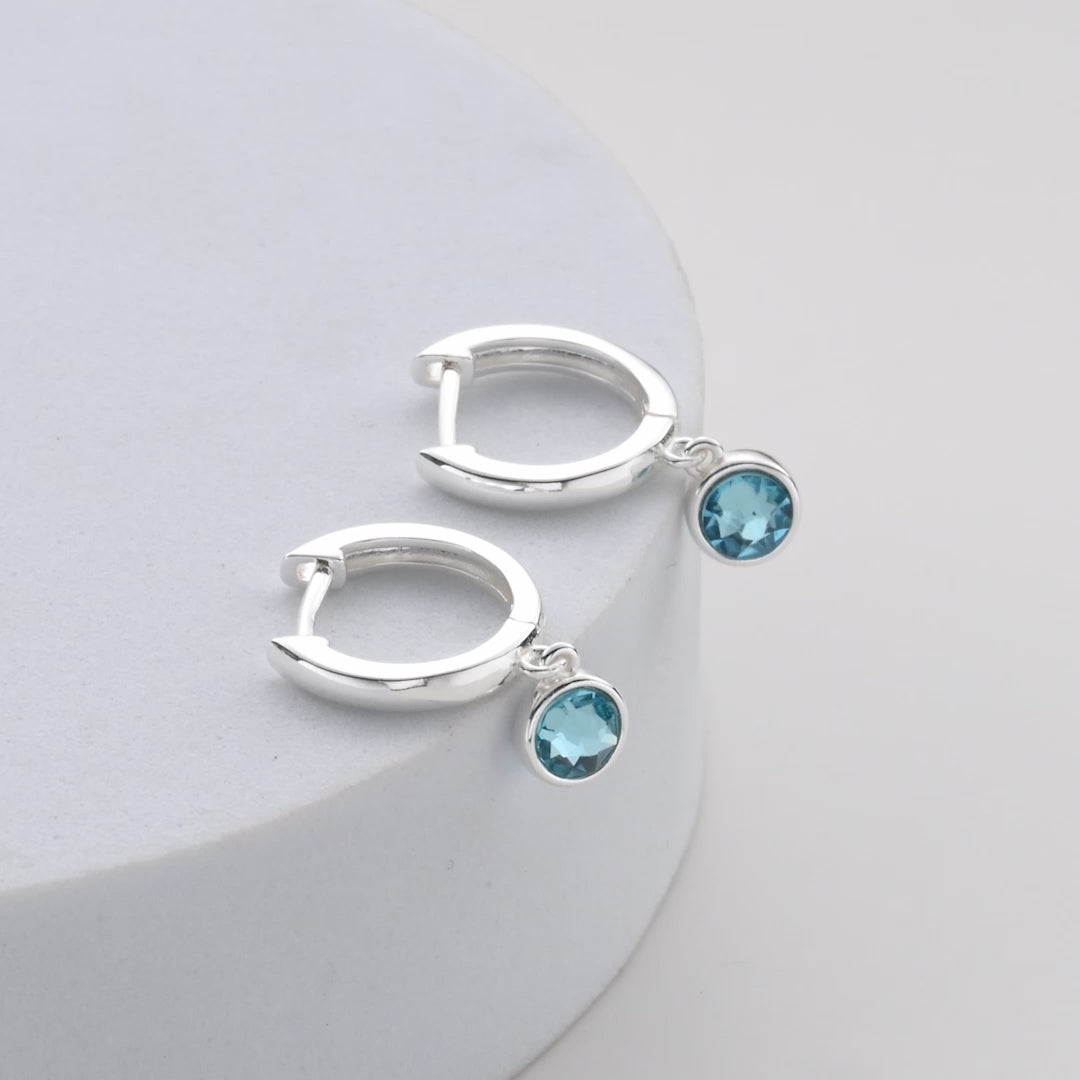Light Blue Crystal Hoop Earrings Created with Zircondia® Crystals Video