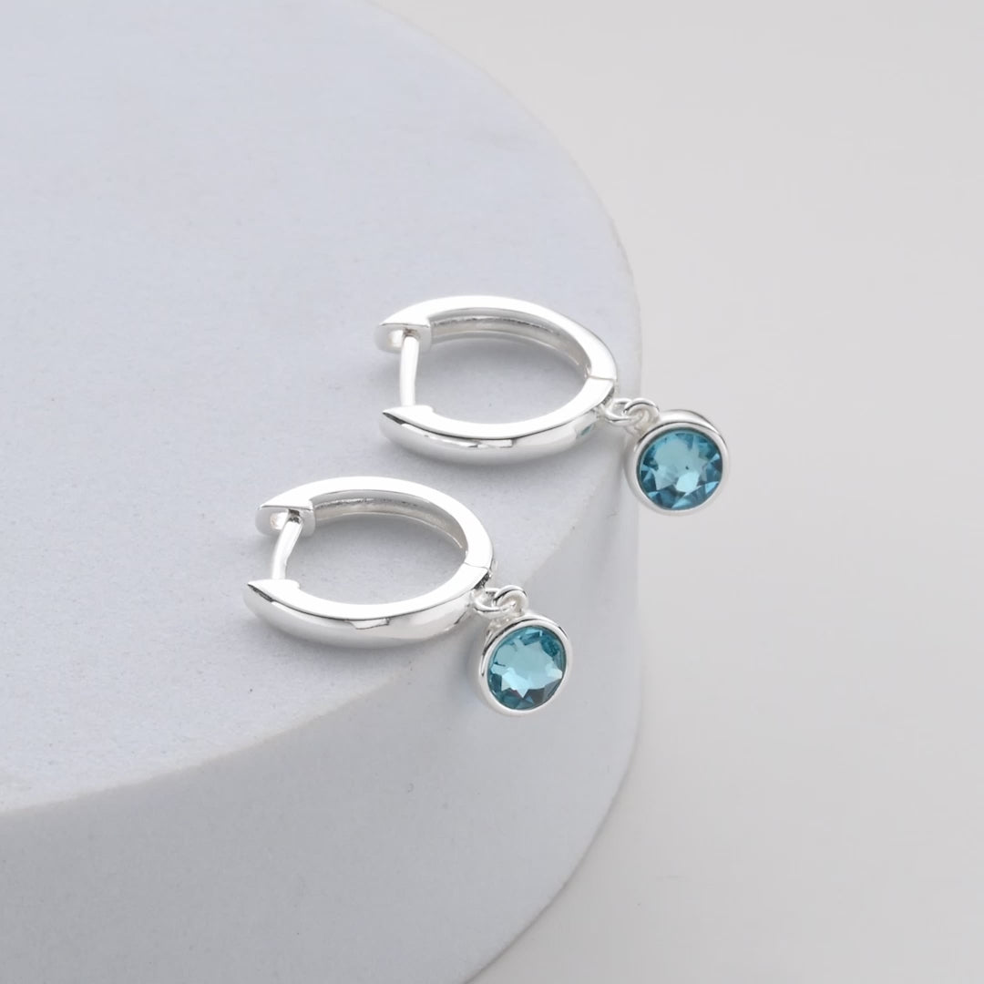 Light Blue Crystal Hoop Earrings Created with Zircondia® Crystals Video