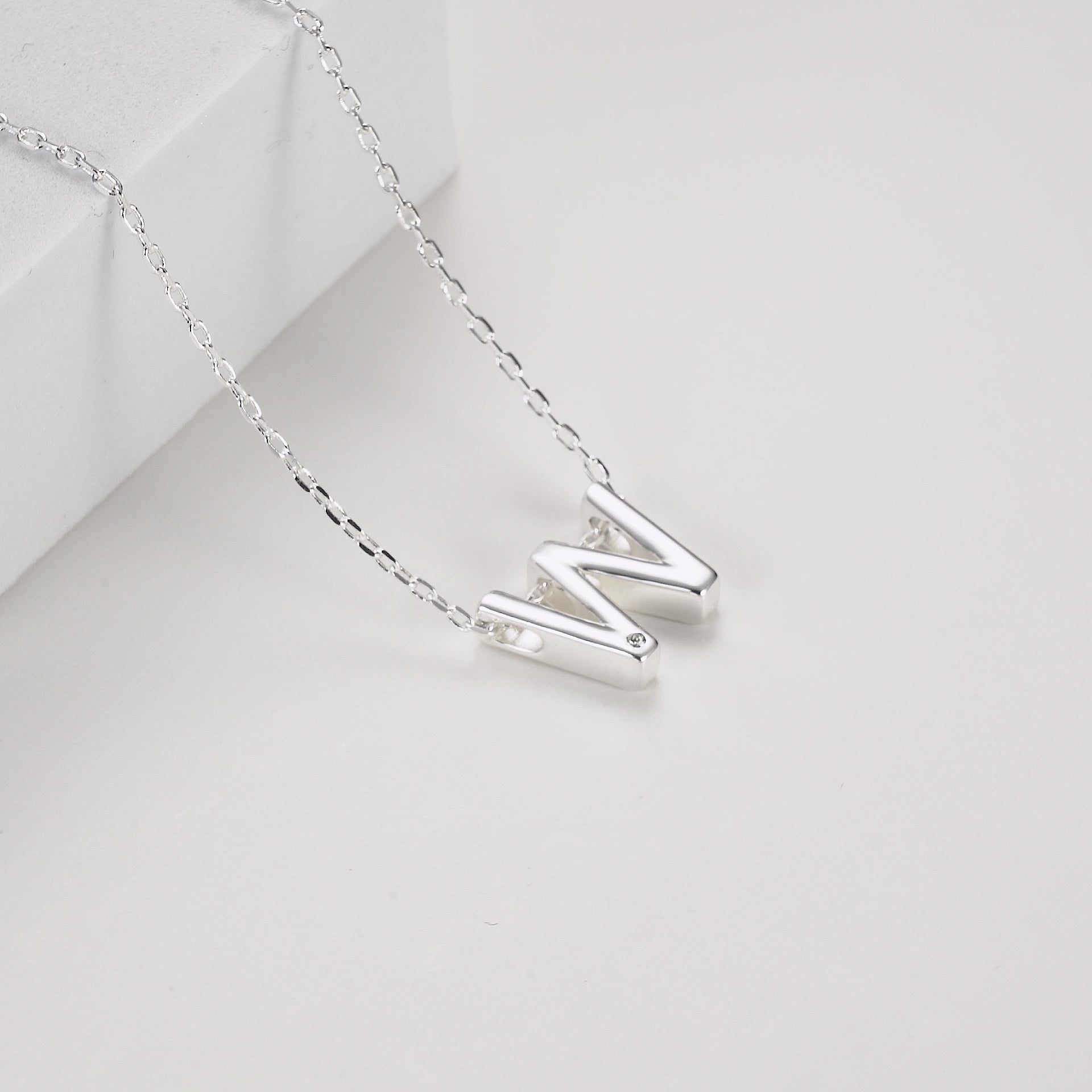 Initial Necklace Letter W Created with Zircondia® Crystals Video