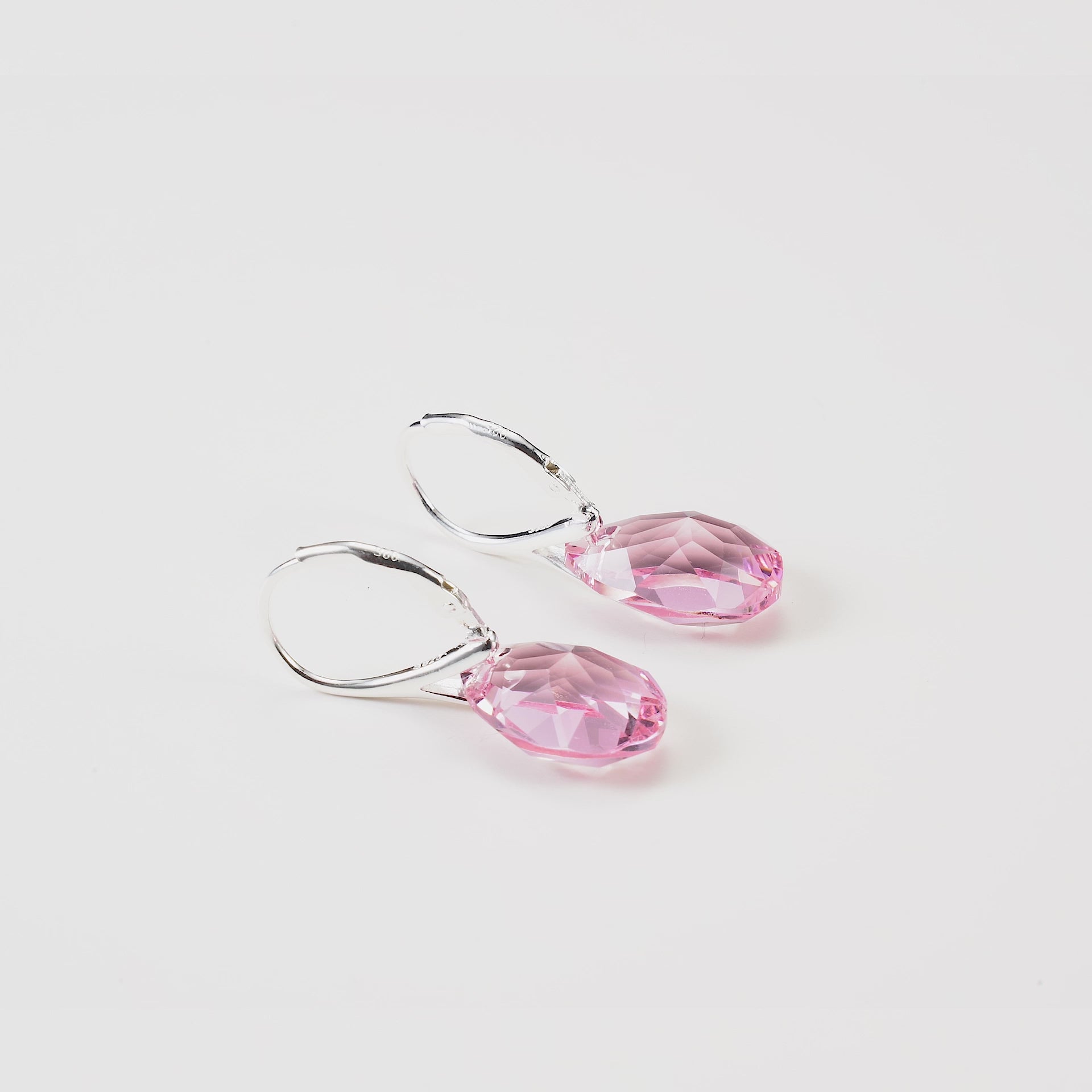 Sterling Silver Light Rose Drop Earrings Created with Zircondia® Crystals Video