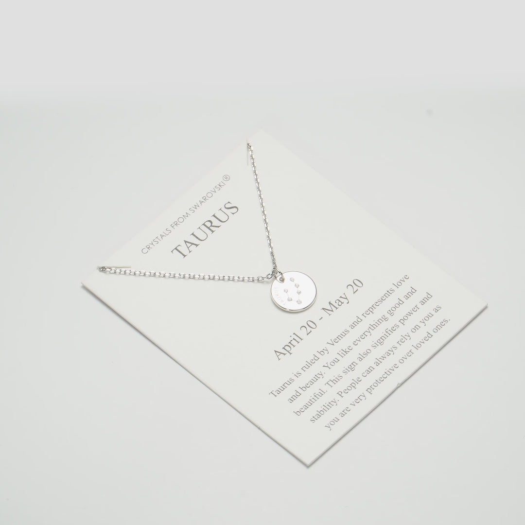 Taurus Zodiac Star Sign Disc Necklace Created with Zircondia® Crystals Video