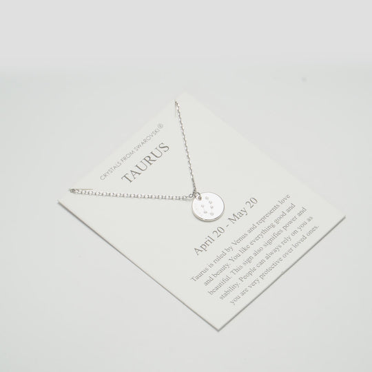 Taurus Zodiac Star Sign Disc Necklace Created with Zircondia® Crystals Video