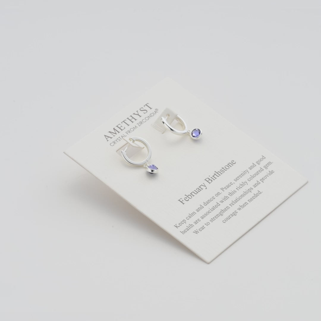 February Birthstone Hoop Earrings Created with Amethyst Zircondia® Crystals Video