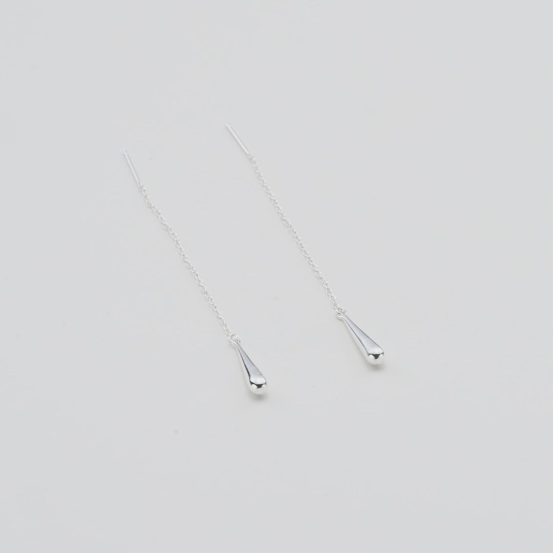 Sterling Silver Teardrop Thread Earrings Video